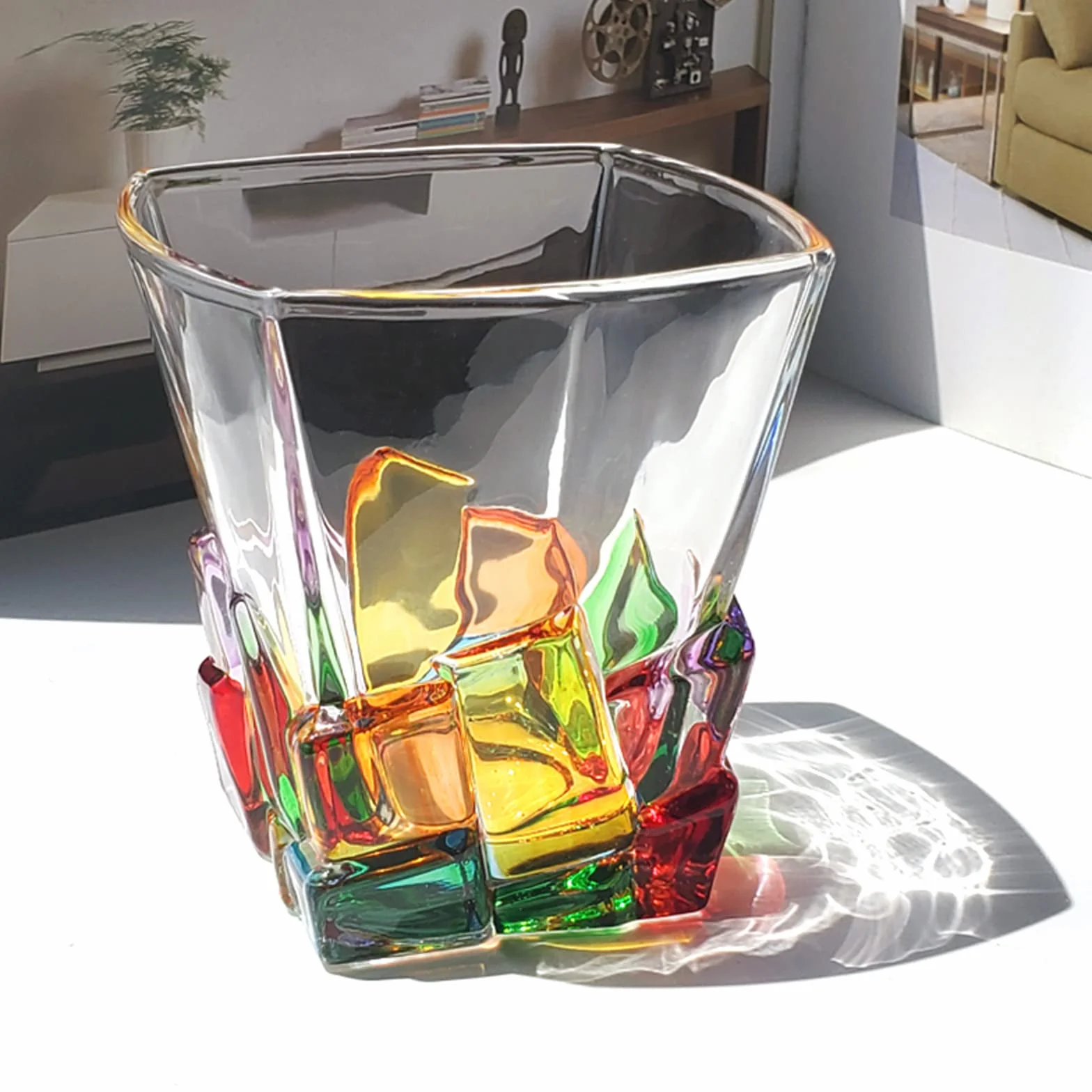 Kolorowe Kieliszki do Whisky, Staroświeckie Kieliszki do Picia, Kieliszki Barowe Idealne Prezenty Whisky Kryształowe Kieliszki do Whisky na Koktajl Rumowy Bourbon(B, 2 SZT)
