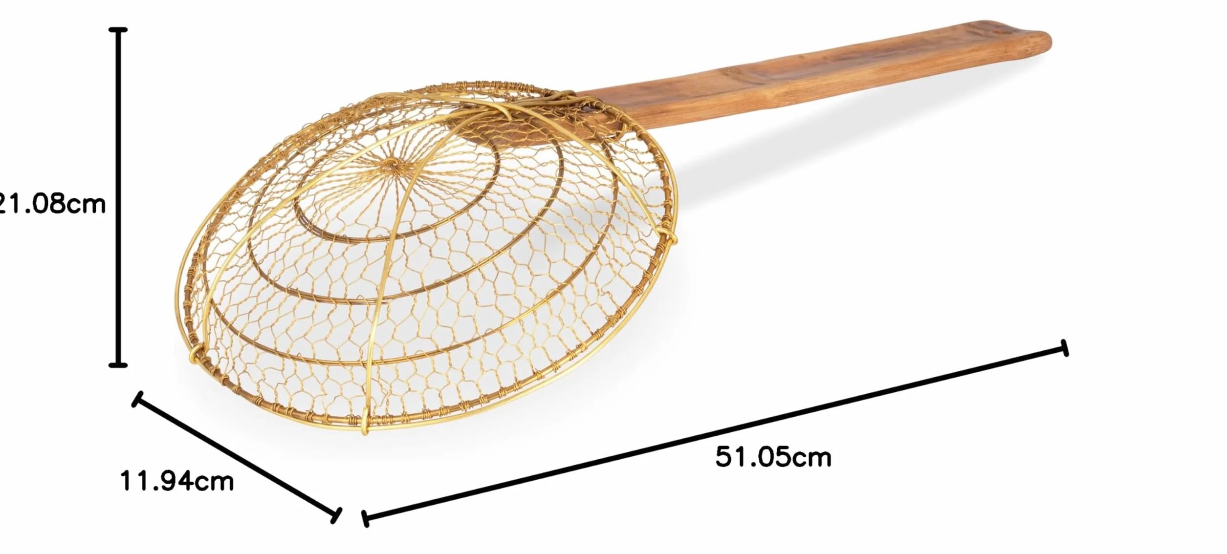 Craft Wok Średnie 20 cm mosiężne sitko siatkowe/skimmer pająk Zhao Li, solidne i eleganckie narzędzie kuchenne do smażenia i odcedzania, autentyczne orientalne naczynia kuchenne - 732 W7-8 cali