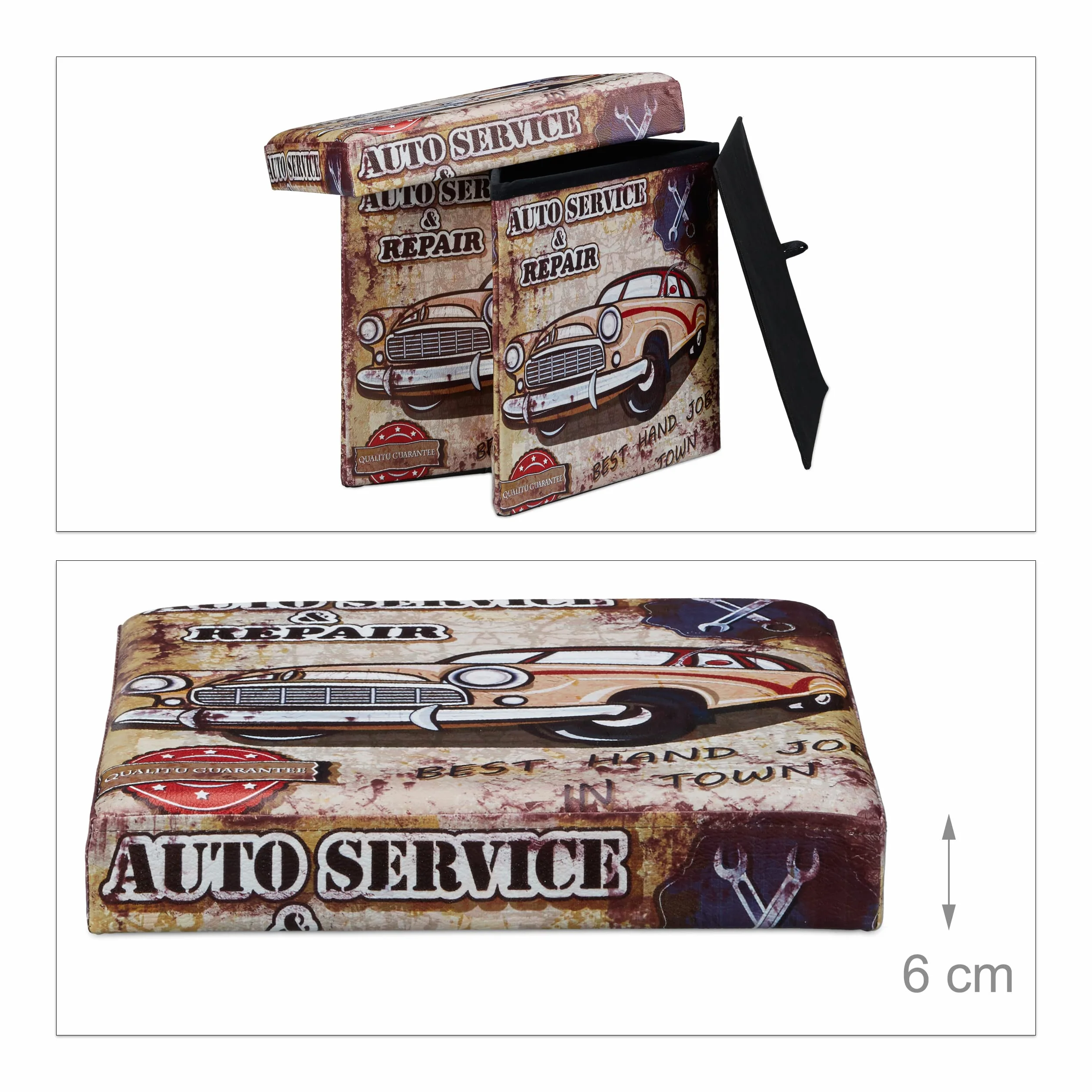 Relaxdays Skrzynka na siedzenie samochodowe składana sztuczna skóra 38 cm
