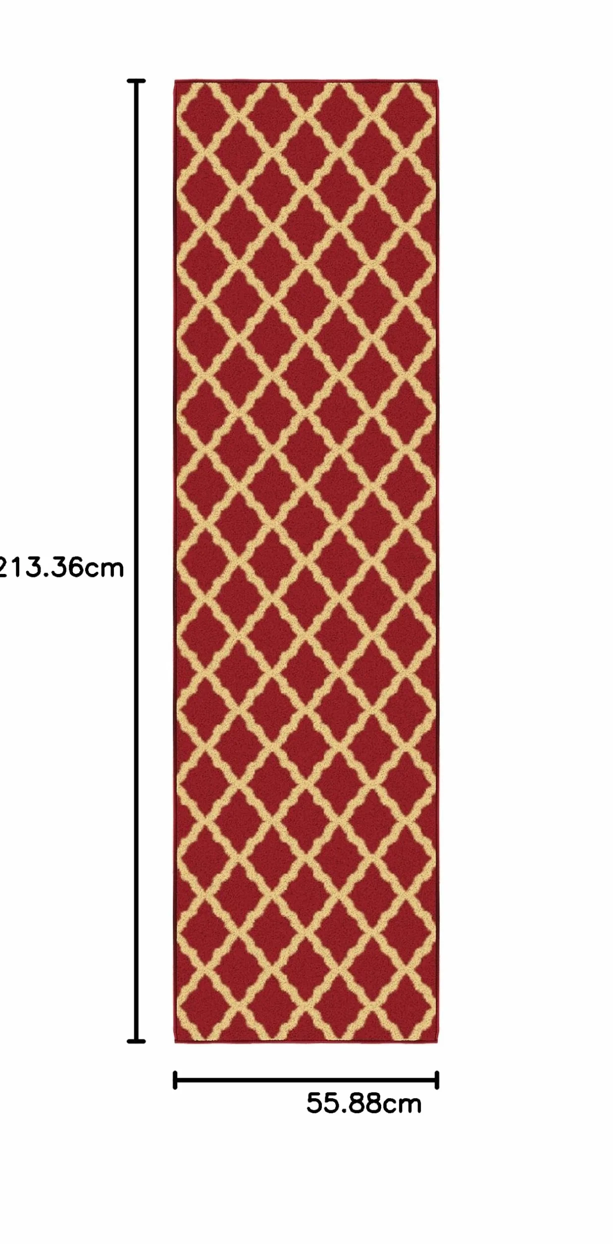Ottomanson Ottohome Collection elegancki dywan z kratką antypoślizgowy 57 x 210 cm czerwony