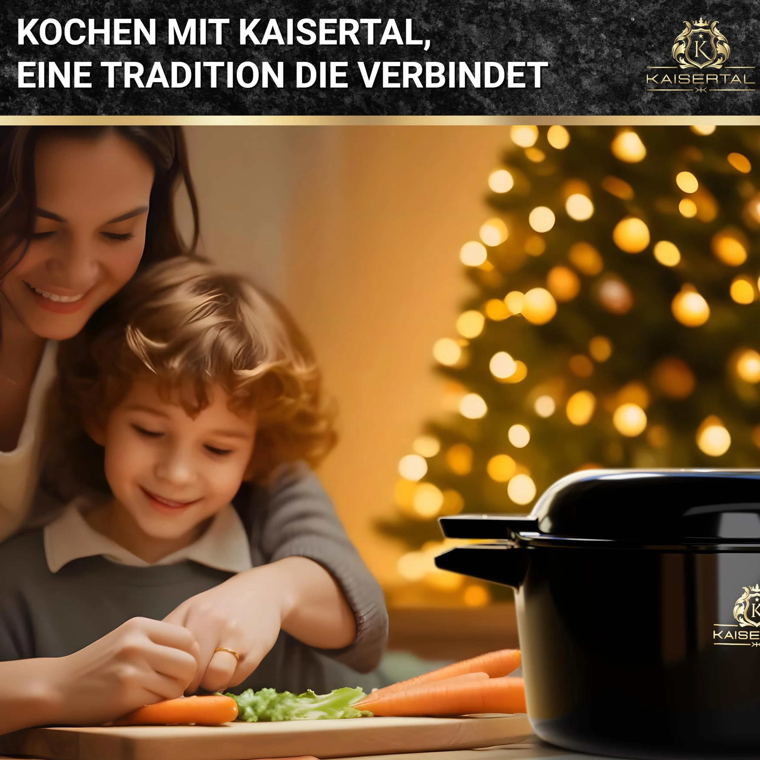 KAISERTAL emaliowany garnek żeliwny – 2 w 1 brytfanna z pokrywką 4,8 l i patelnia żeliwna 1,8 l – garnek do duszenia z pokrywką i żeliwną brytfanną – garnek do pieczenia chleba, garnek do pieczenia na