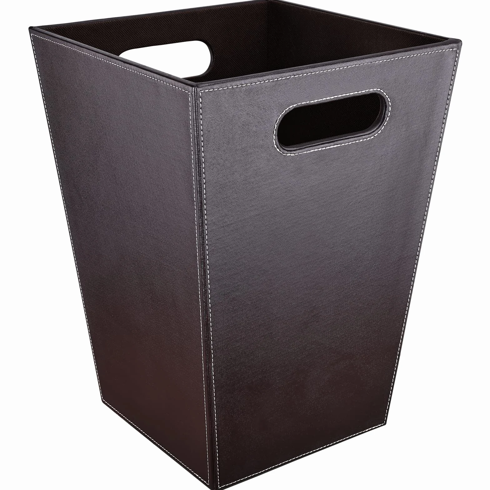 GORESE Brązowy skórzany kosz na papier biurowy, nowoczesny design, do kuchni, łazienki, biura (kwadratowo-brązowy)