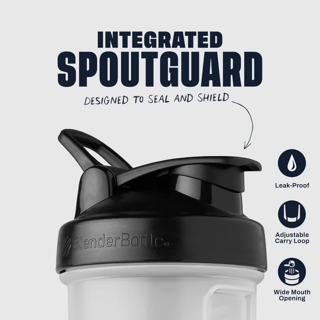 BlenderBottle Klasyczna butelka Shaker V2 z kulką ze stali nierdzewnej, idealna do koktajli proteinowych, nadaje się do mycia w zmywarce, 830 ml, przezroczysta/czarna
