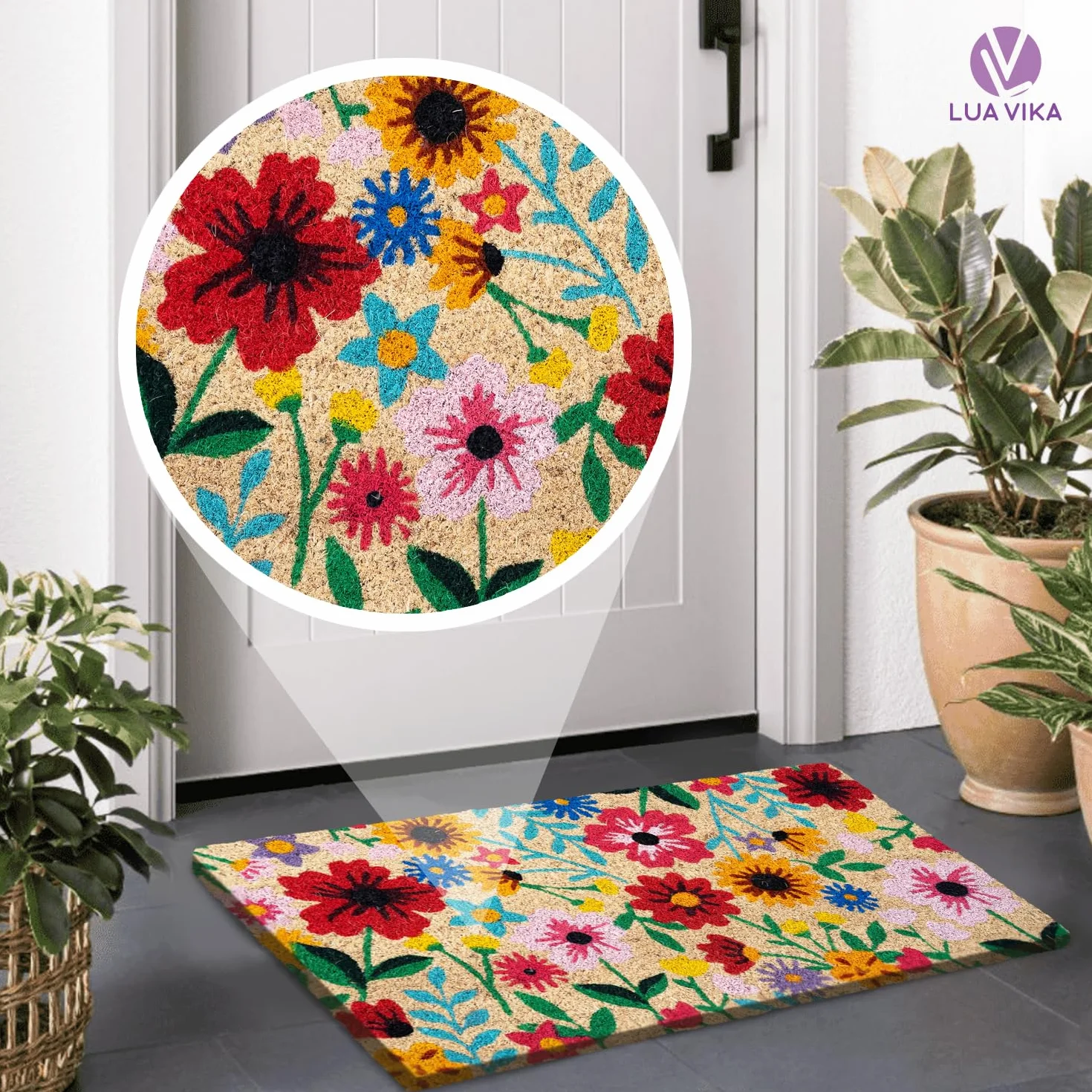 Wycieraczka wejściowa do domu Oryginał - Botaniczny - 40 x 70 cm - Dywan wejściowy do domu na zewnątrz i wewnątrz - Wycieraczka kokosowa - wytrzymała i antypoślizgowa