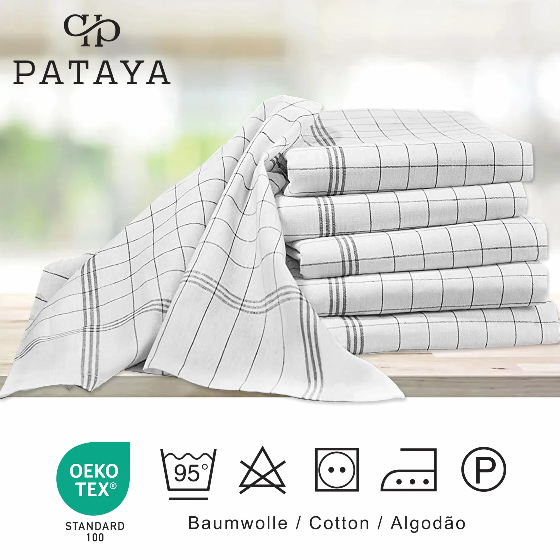 Pataya Ścierki do naczyń bawełniane, zestaw 10 sztuk, 100 bawełny, certyfikat Öko-Tex, bardzo chłonne, do kuchni, do naczyń, nadają się do prania w temperaturze do 90°C, kolor czarny