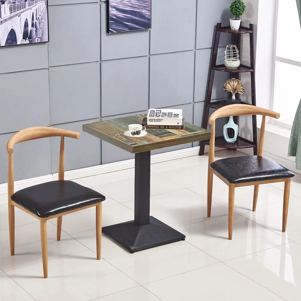 ShiShi Retro Industrial Stolik jadalny, Wysokość w 75 cm, Kwadratowy stół kuchenny, stół kuchenny z metalu i drewna, Stół bistro dla 1-4 osób (Brązowo-czarny D3 60×60×75 cm)