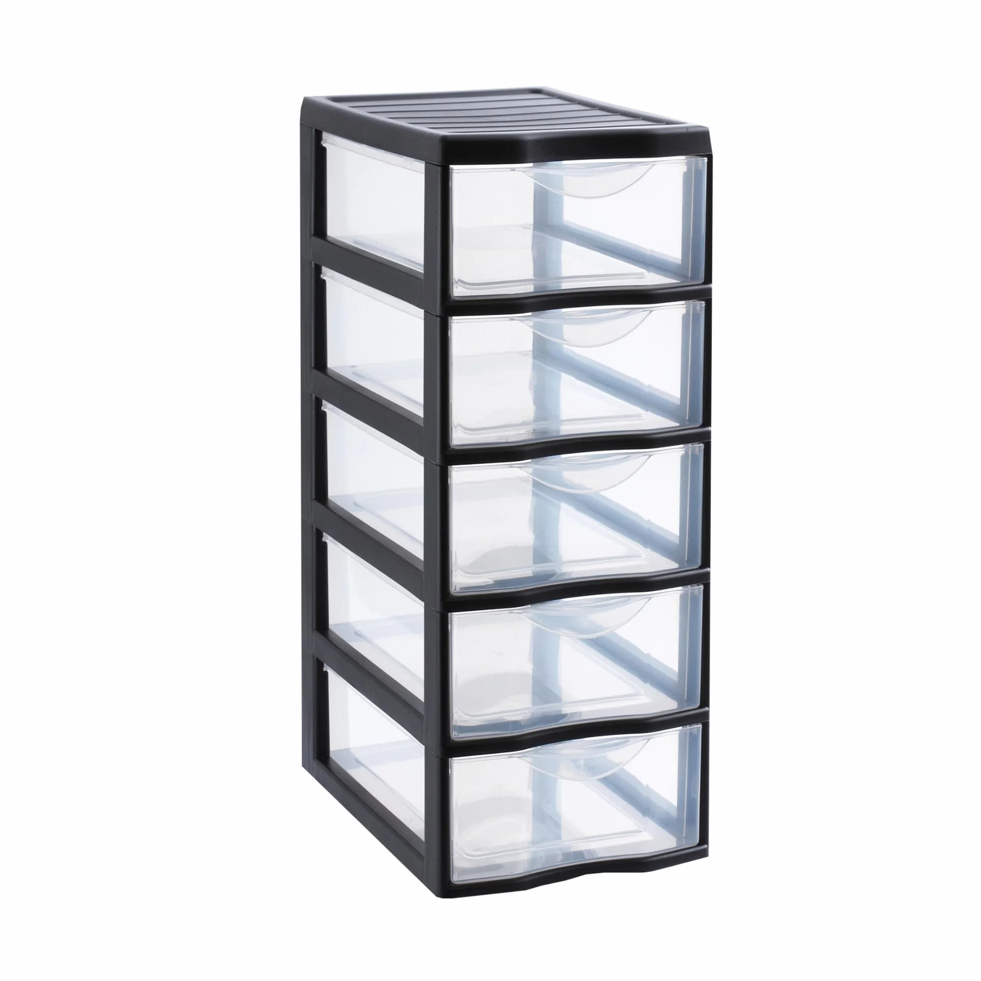 SUNDIS Orgamix, plastikowy komoda do przechowywania, 5 przezroczyste szuflady A4, wysokość 61 cm, idealna do przechowywania biurowego, lekcji, dokumentów, materiałów eksploatacyjnych