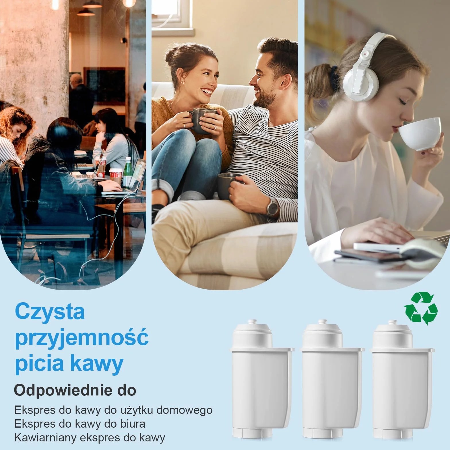Mutital filtrów do wody Siemens® EQ Series, EQ3/EQ6/EQ9, EQ500, S700, 3200 filtr do wody w pełni automatyczny ekspres do kawy Bosch® TCZ7003, TCZ7033, do Brita® Intenza 57549 (3 Stück)