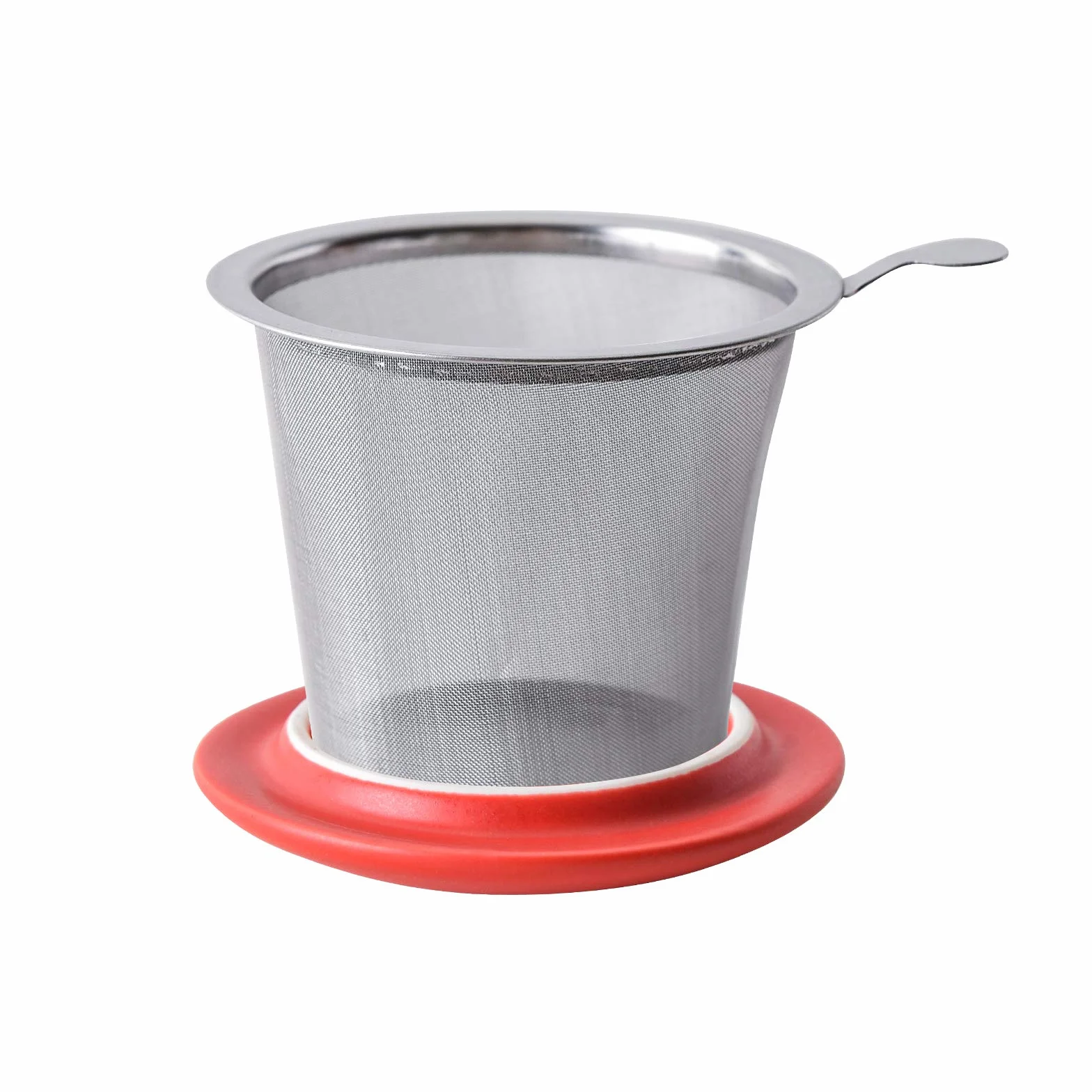 Yundu Porcelanowa filiżanka do herbaty 355 ml z zaparzaczem i pokrywką, kubek z pokrywką do stromenia, matowa czerwień