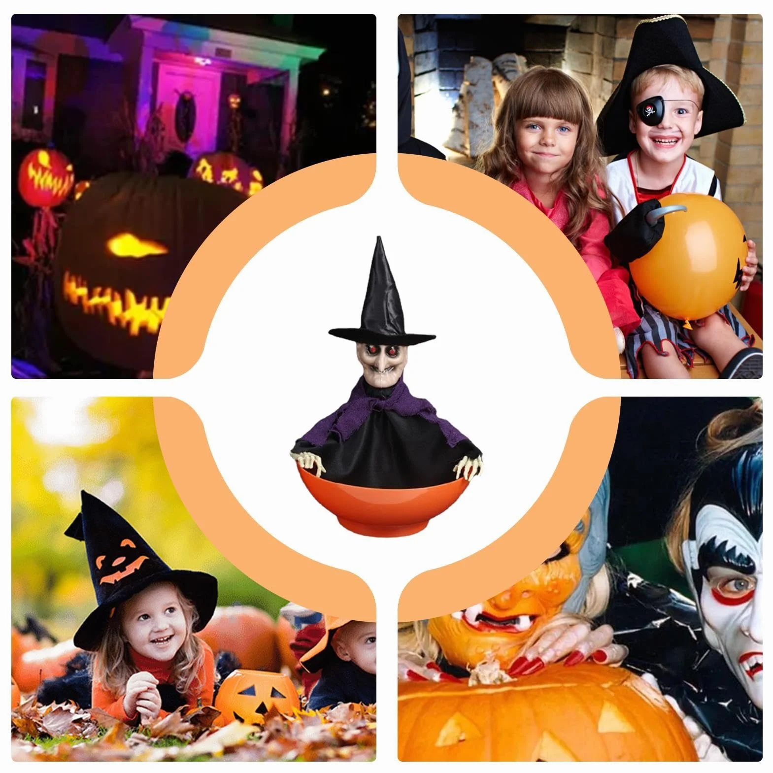 Halloween krzycząca miska cukierki z ruchomą górą dla nawiedzonego domu