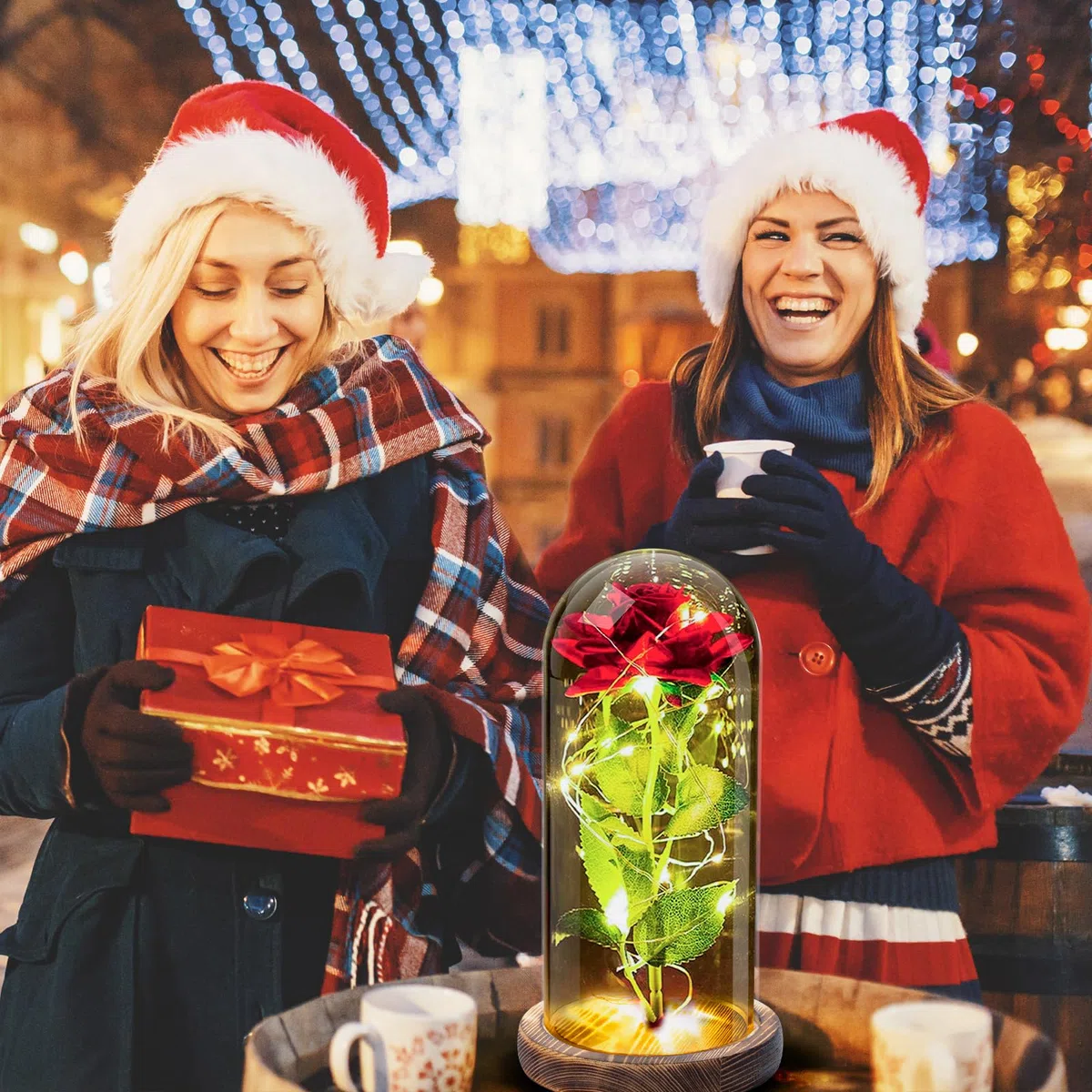 wieczna róża, róża w szkle ze światłem, prezent na Dzień Matki dla mamy, prezenty dla kobiet, babci, przyjaciółki, żony, młodych kobiet, teściowej, siostra - prezent na Dzień Matki, prezent