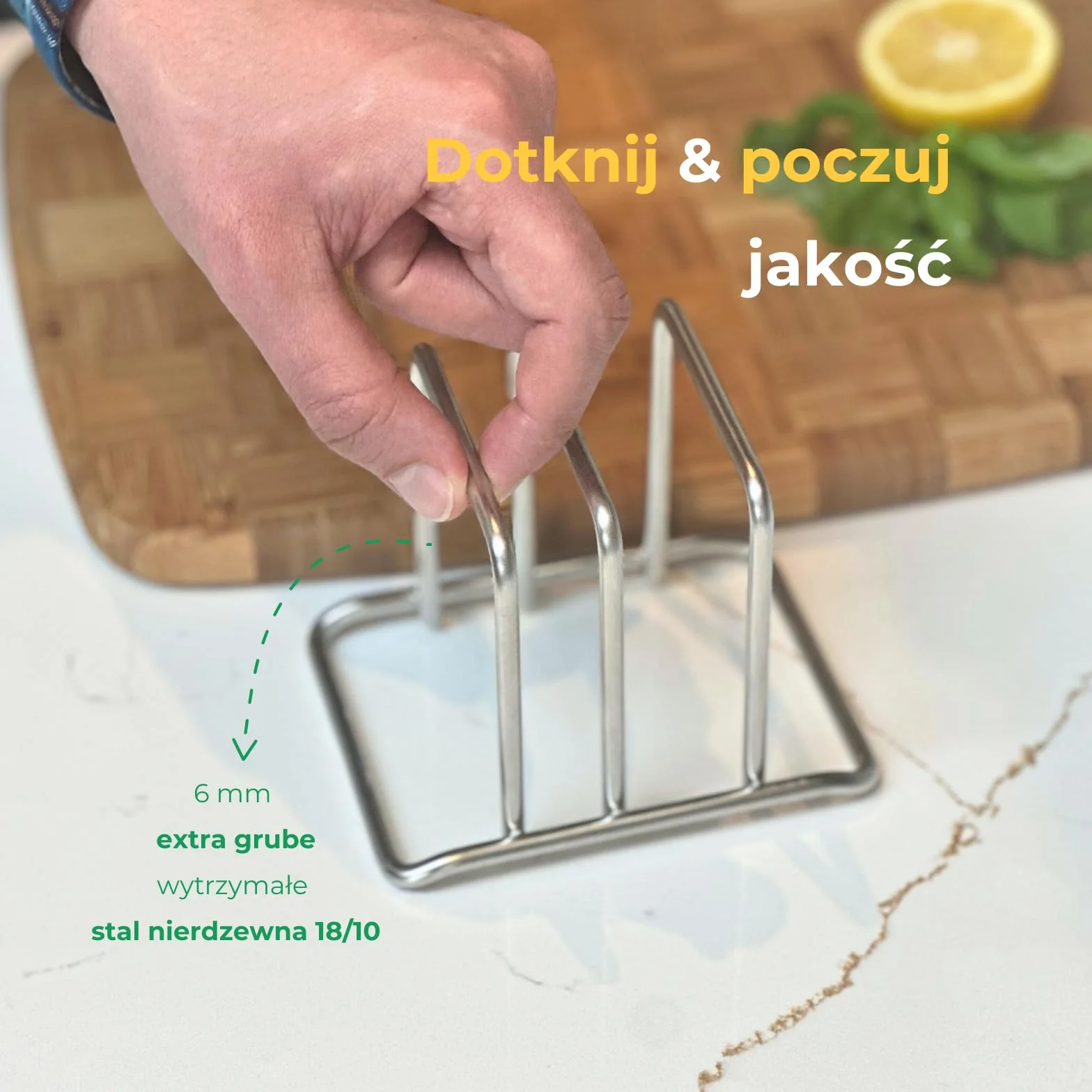 CLOVE Stojak na Deskę do Krojenia ze Stali Nierdzewnej 18/10 z 2 Przegródkami 1.9 cm i 2.9 cm, Uchwyt na Deskę Kuchenną, Organizer Blatowy Antypoślizgowy Odporny na Rdzę