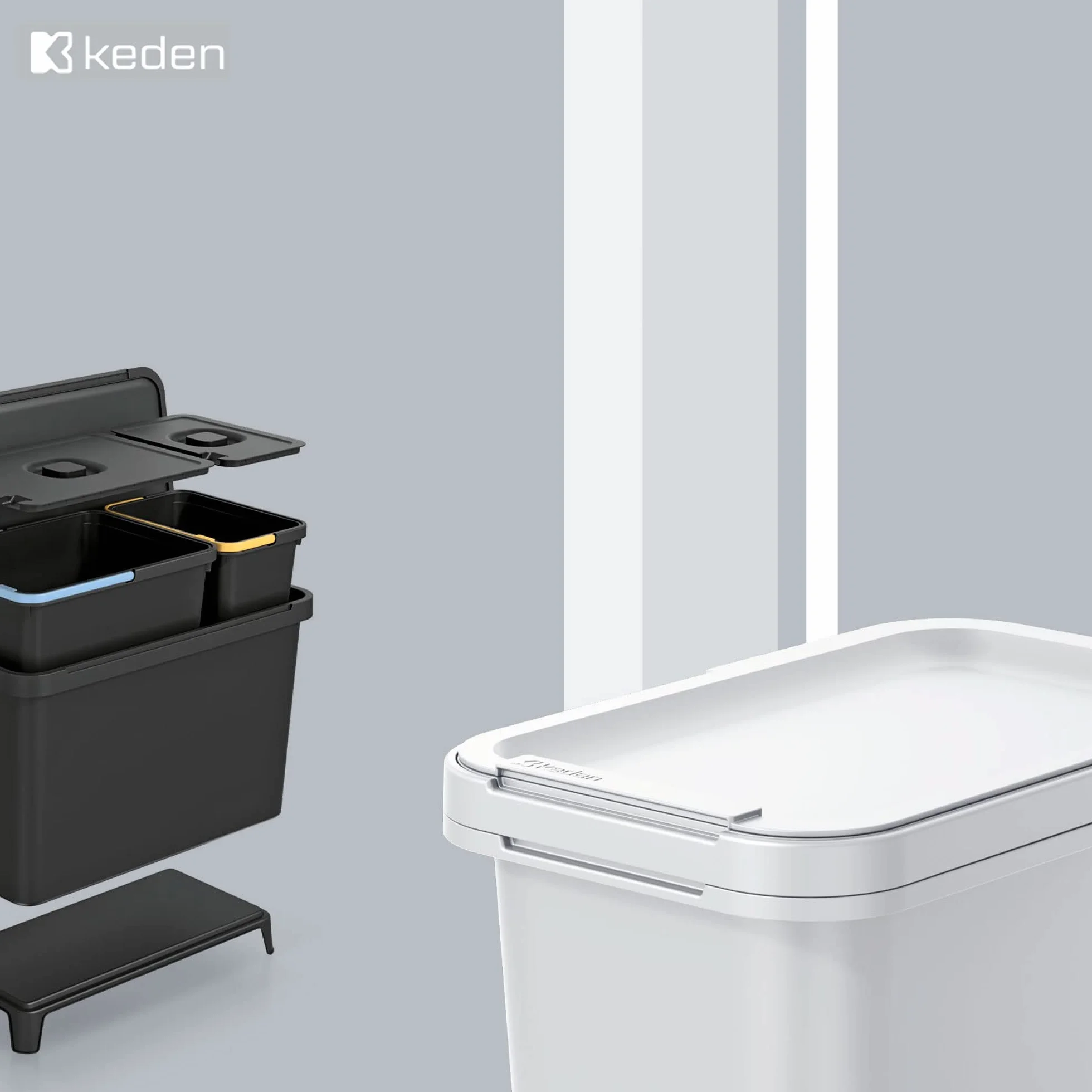 Kosz do recyklingu w kształcie kwadratu 12L biały KEDEN
