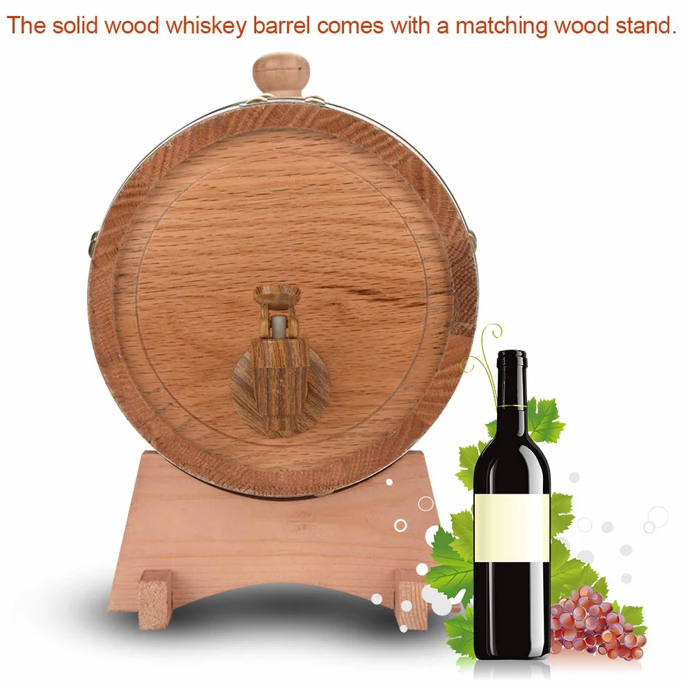 Oak Bar And Restaurant 3L Spodek Dębowy Beczka Dla Wieku 32 × 23 × 23 3L Vintage Dozownik drewna dębowego do whisky Tequila 3L Kran dębowy