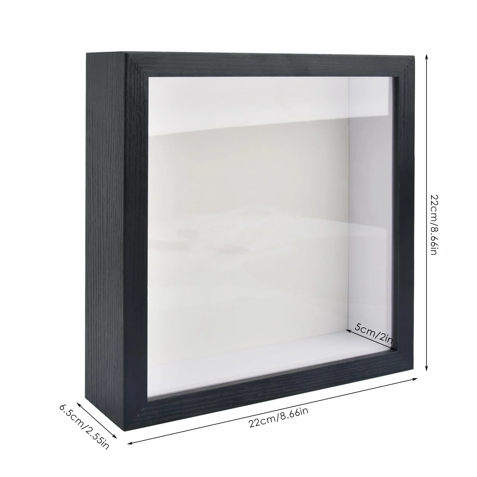 Ramka do cieni 20 x 20 cm, czarne, głębokie ramki do rękodzieła 3D, głębokie ramki obrazów z ekspozycją pudełkową, idealna do pamiątek, zdjęć, kwiatów, medali, biletów, montażu na stole lub na