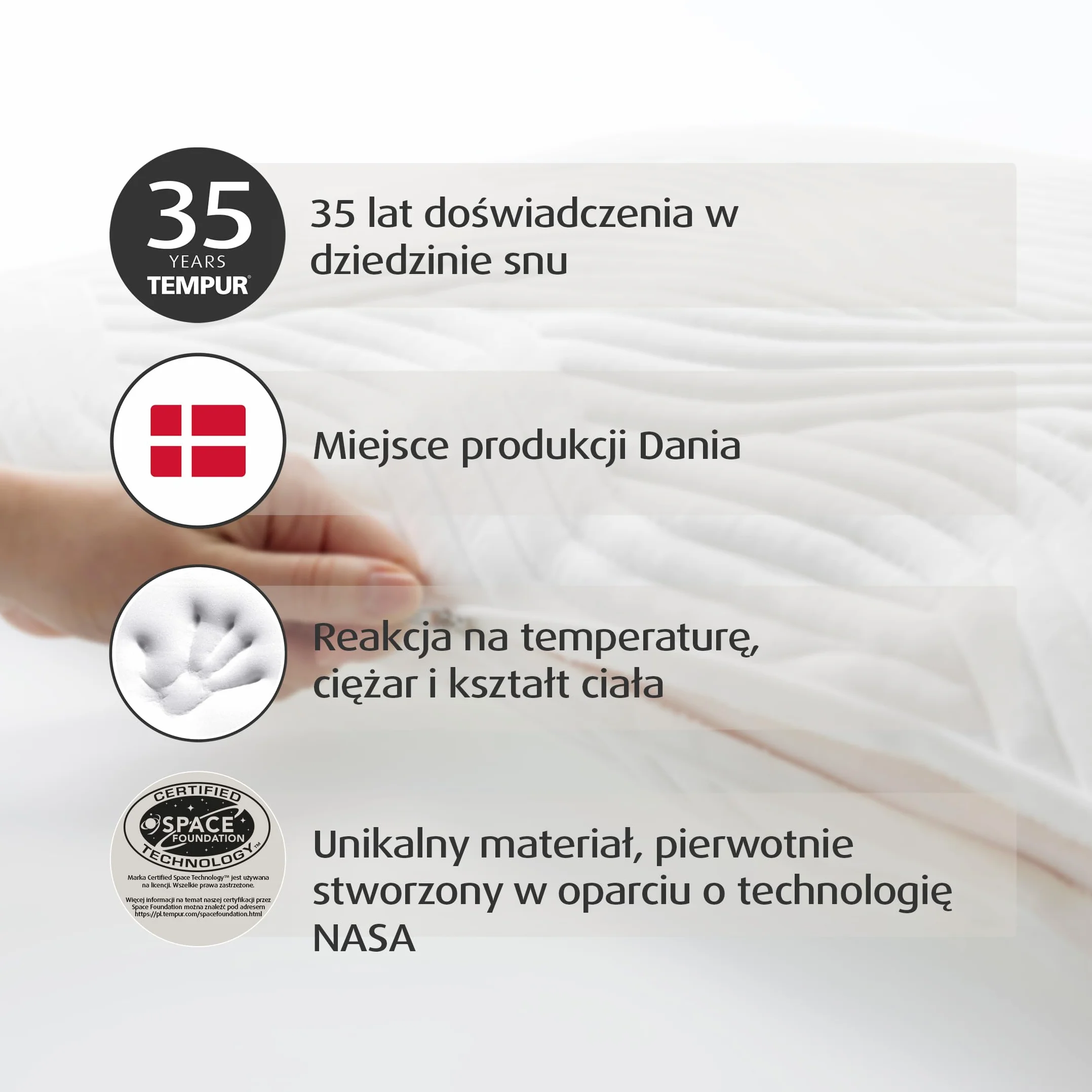 TEMPUR Poduszka do spania Comfort Medium, klasyczna ergonomiczna poduszka do spania na plecach, boku i brzuchu, pokrowiec nadający się do prania, OEKO-TEX MADE IN GREEN, 40 x 80 cm