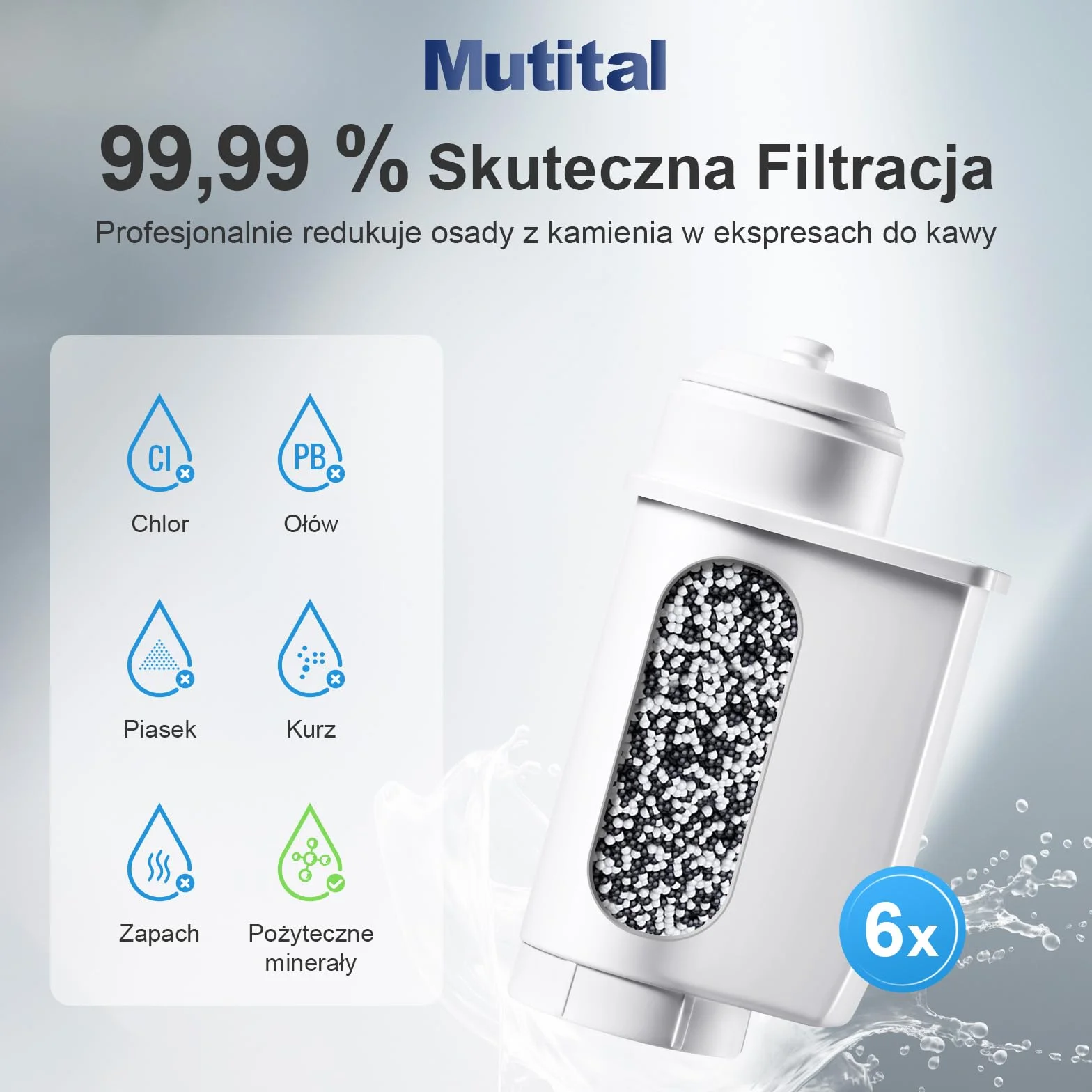 Mutital filtrów do wody Siemens® EQ Series, EQ3/EQ6/EQ9, EQ500, S700, 3200 filtr do wody w pełni automatyczny ekspres do kawy Bosch® TCZ7003, TCZ7033, do Brita® Intenza 57549 (3 Stück)