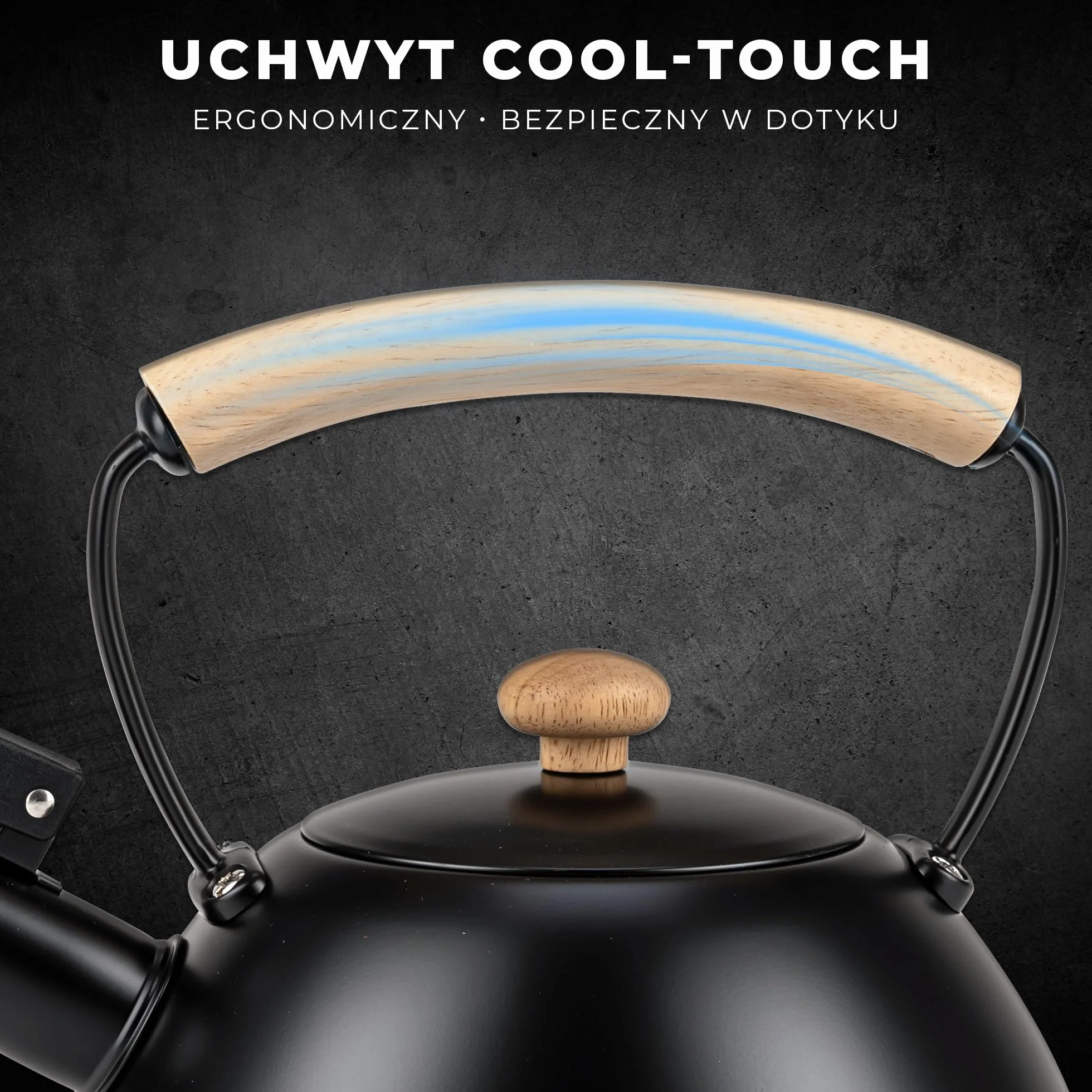 KARL HAUSMANN Czajnik Stalowy - 2.5L - na Kuchenkę Indukcyjną, Gazową i Elektryczną - Uchwyt Cool-Touch - do Herbaty, Kawy - z Gwizdkiem i Pokrywką - Odporny na Zarysowania