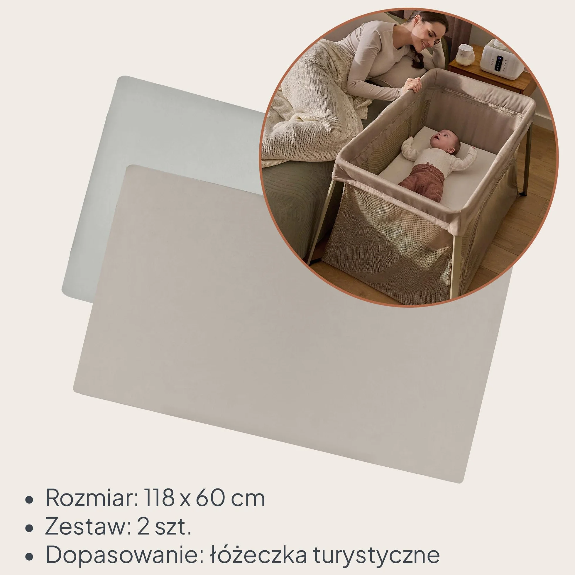 LIONELO Prześcieradło Bambusowe z Gumką 118x60 cm, Zestaw 2 szt. Niemowlęce, Do Łóżeczka Dziecięcego, Turystycznego, Niemowlęcego, Naturalny Materiał, Oddychające, Bamboo Sheet
