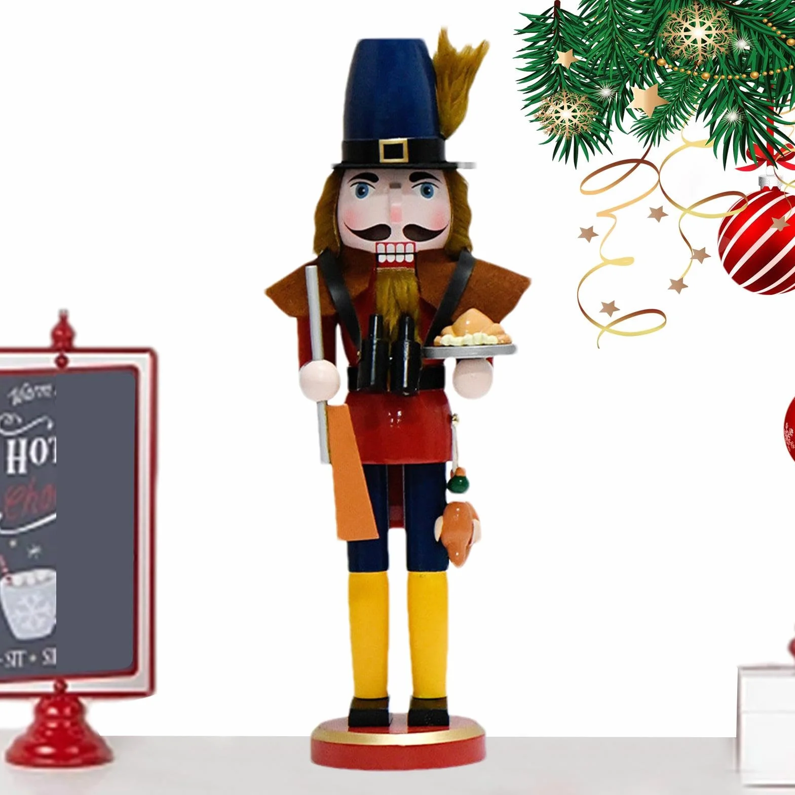 Traditional Wooden Nutcracker, King Nutcracker Figure, Nutcracker Christmas Decor, Nutcracker Ornament, X Mas Nutcracker Model, 15inches Classic Christmas Decoration for Christmas Decorations