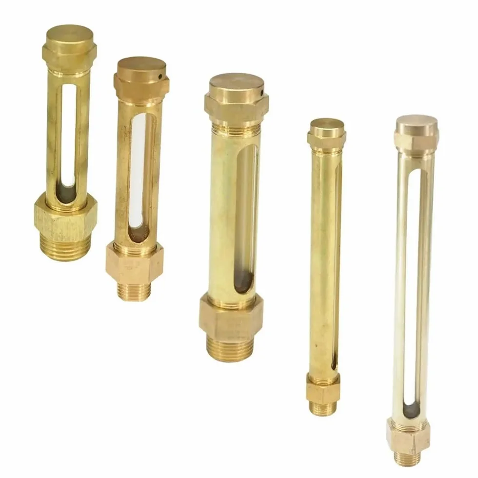 Oil Level Indicator, Length 80/100/150/200mm M10 M12 M16 1/4" 3/8" 1/2" BSP Lube Devices Brass Oil Level Gauge Indicator Sight Glass for Lathes Sump 1PC(Length 150mm,1/2")