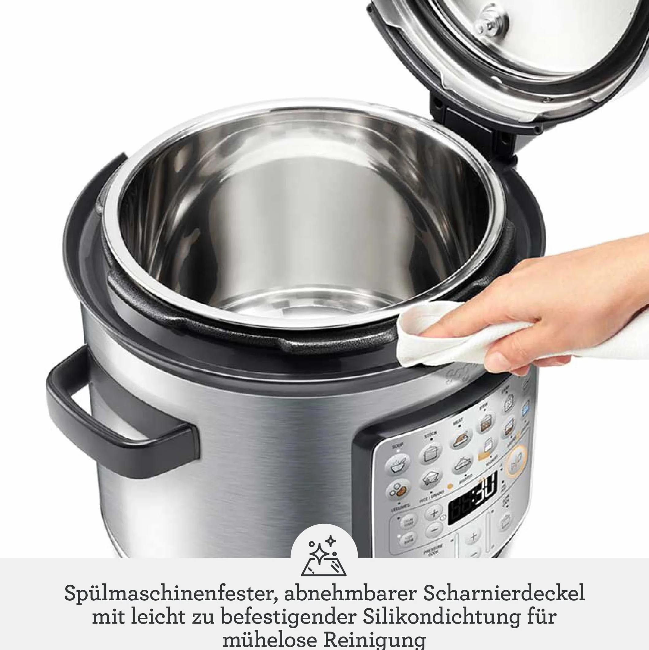 Sage Fast Slow Go - Gotowanie pod ciśnieniem, wolne gotowanie, smażenie, gotowanie na parze, duszenie, robienie risotto, Szczotkowana Stal Nierdzewna