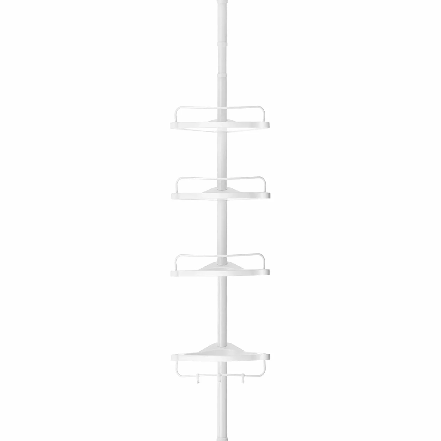 SONGMICS Półka pod prysznic, 85-305 cm regulowana wysokość, półka łazienkowa z 4 półkami, narożnik prysznicowy, bez wiercenia, biała BCB001A
