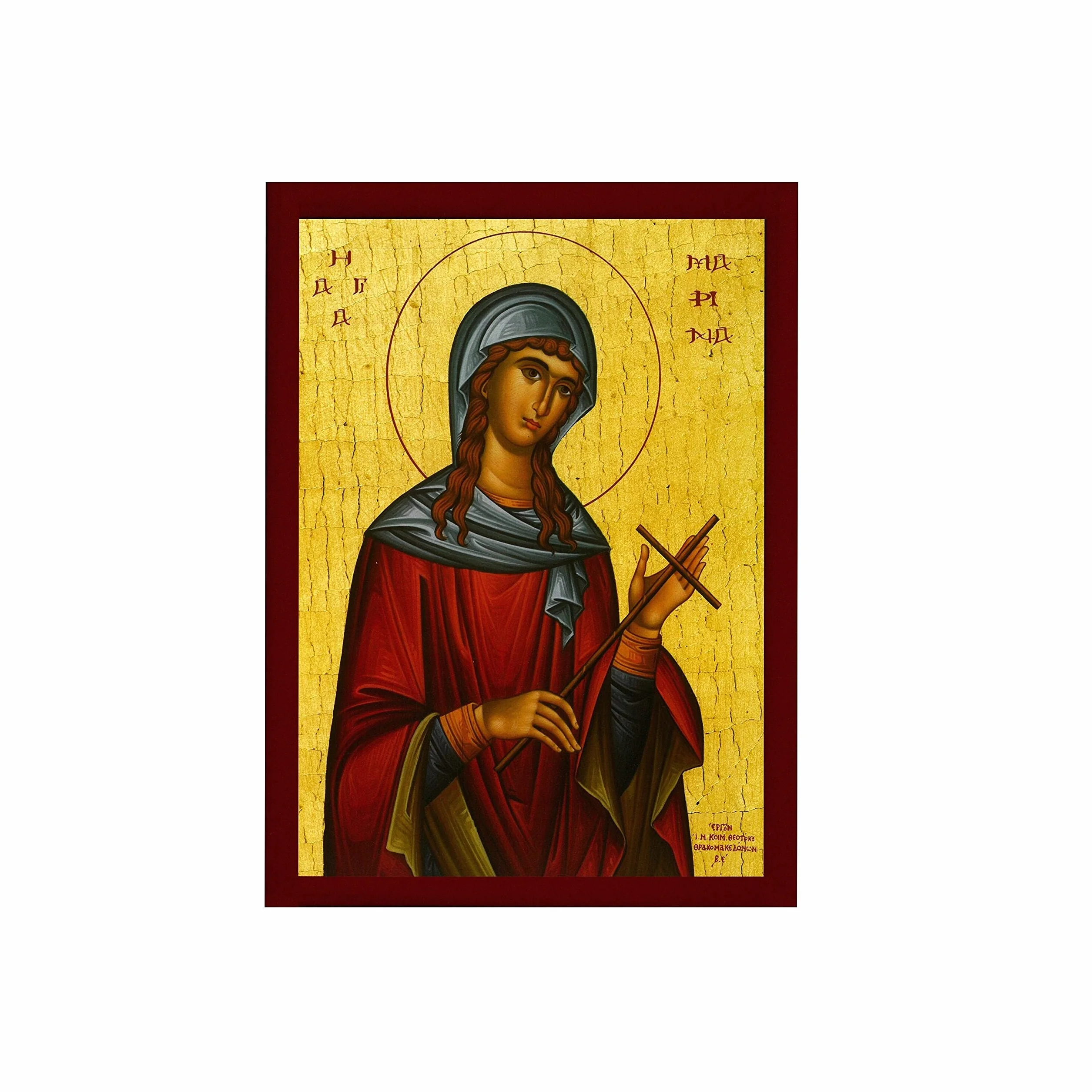 Ikona Saint Marina, ręcznie robiona grecka prawosławna ikona św. Mariny Antiochii Męczennika, sztuka bizantyjska wisząca na ścianie, prezent religijny