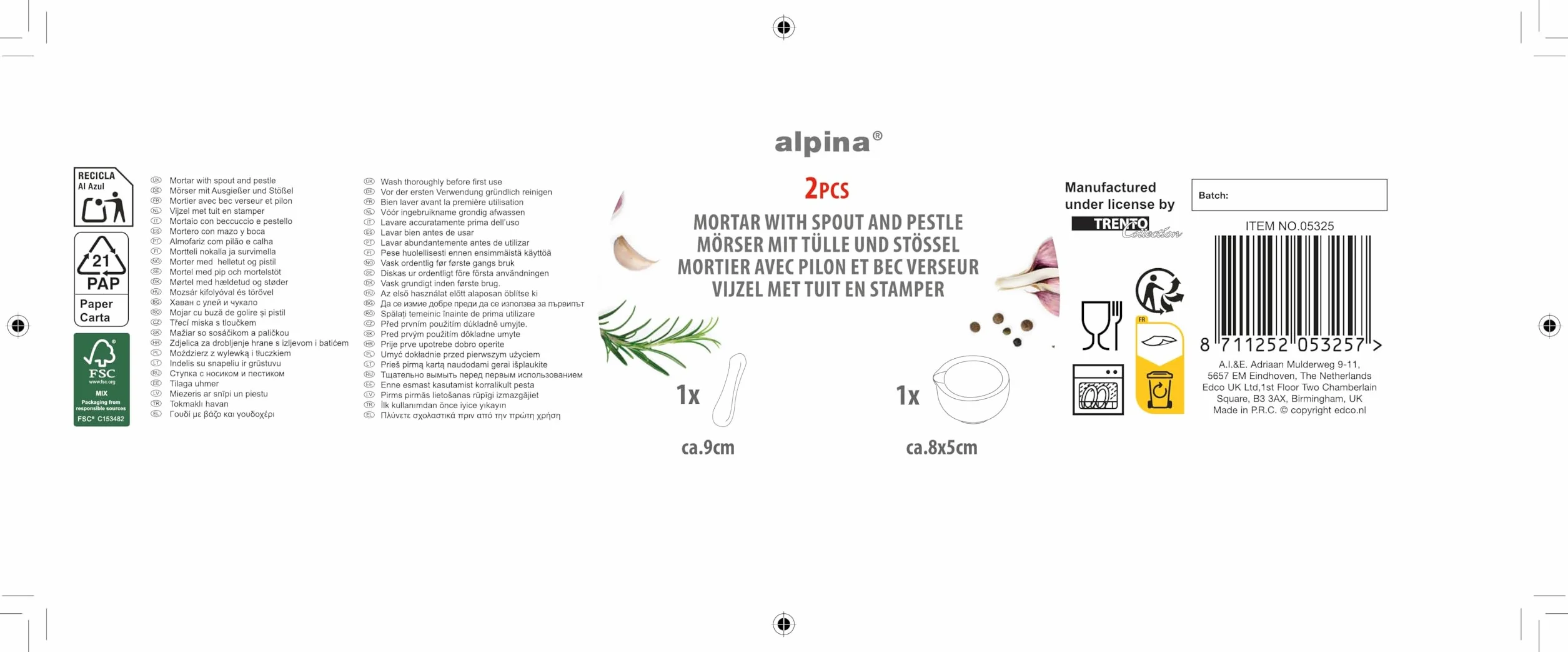 alpina Moździerz z tłuczkiem, biały alpina moździerz z tłuczkiem, biały