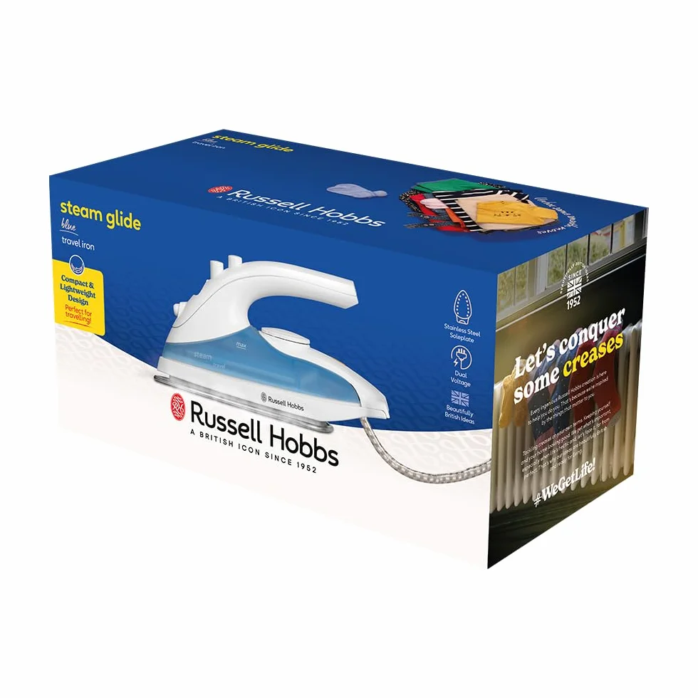 Russell Hobbs Żelazko parowe 830W 10g zmienna para podróżne dwunapięciowe 110/240 V zbiornik 80ml stopa ze stali nierdzewnej 22470-56