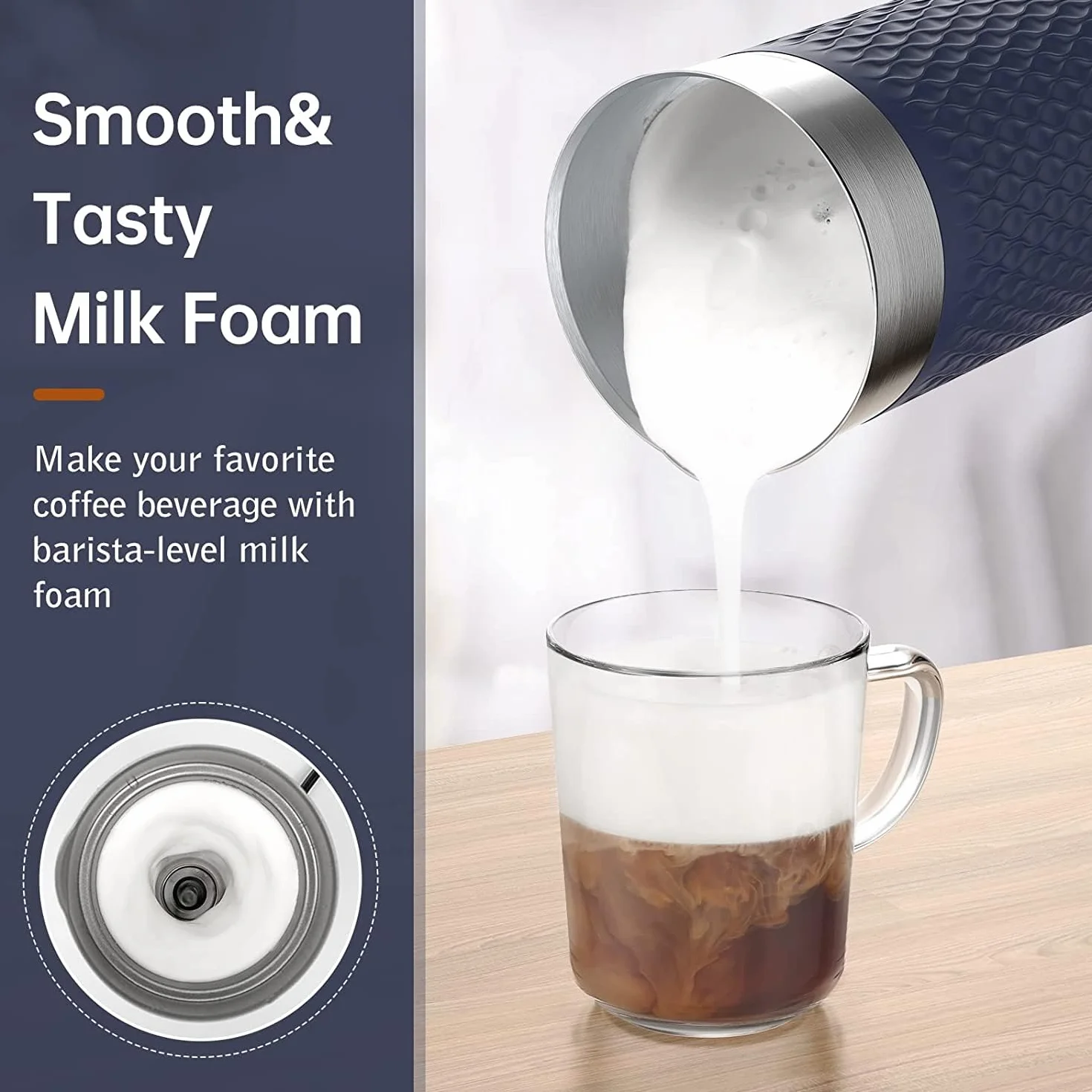 SIMPLETaste Spieniacz do mleka, elektryczny parownik do mleka 4 w 1, automatyczny zaparzacz do gorącej i zimnej pianki oraz podgrzewacz do mleka do latte, cappuccino, macchiato