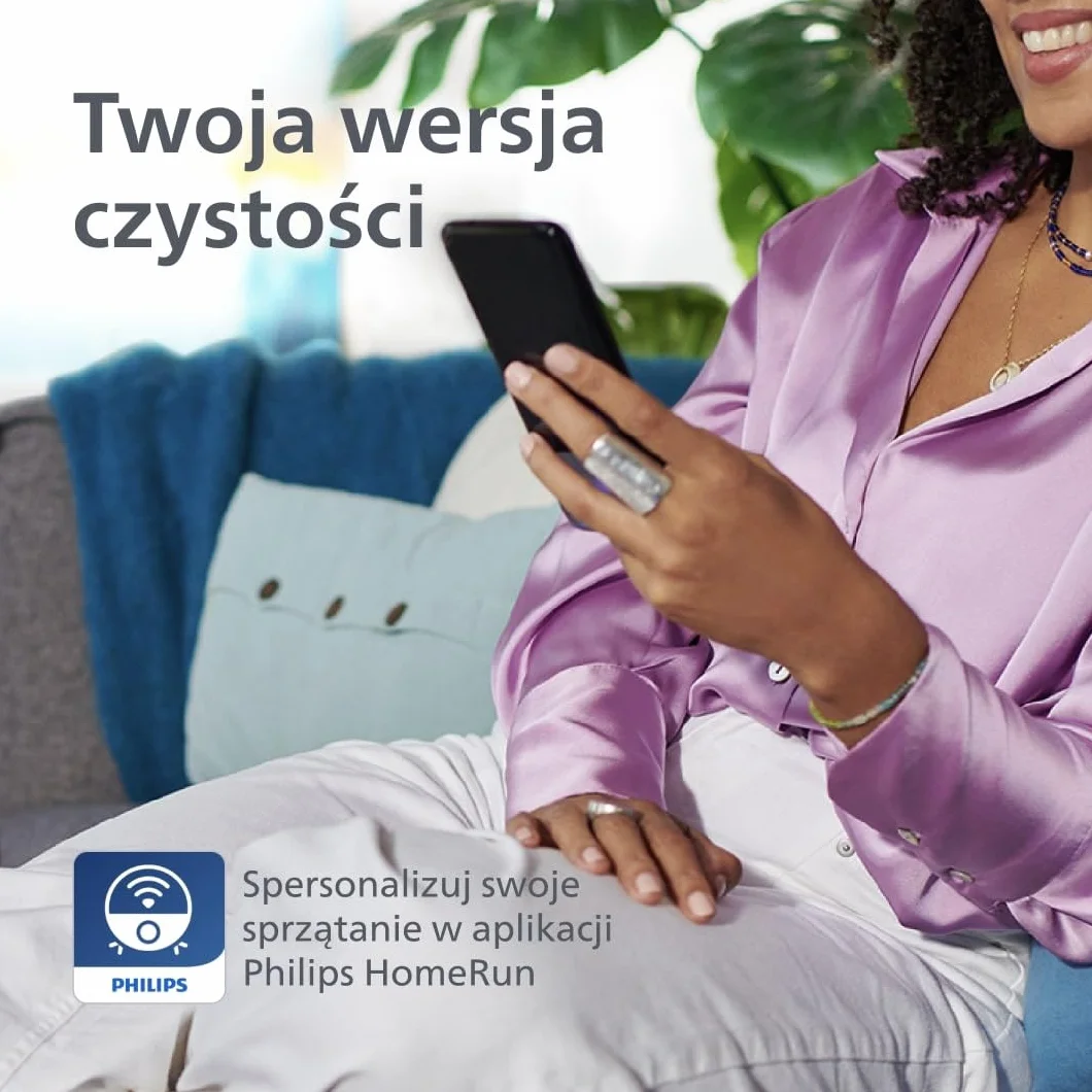 Philips HomeRun serii 5000 – robot odkurzająco-mopujący, 10 000 Pa, podwójne mopy, laserowa nawigacja, autoczyszczenie (S-bag®), app HomeRun, jedwabisty beż (XU5100/20)
