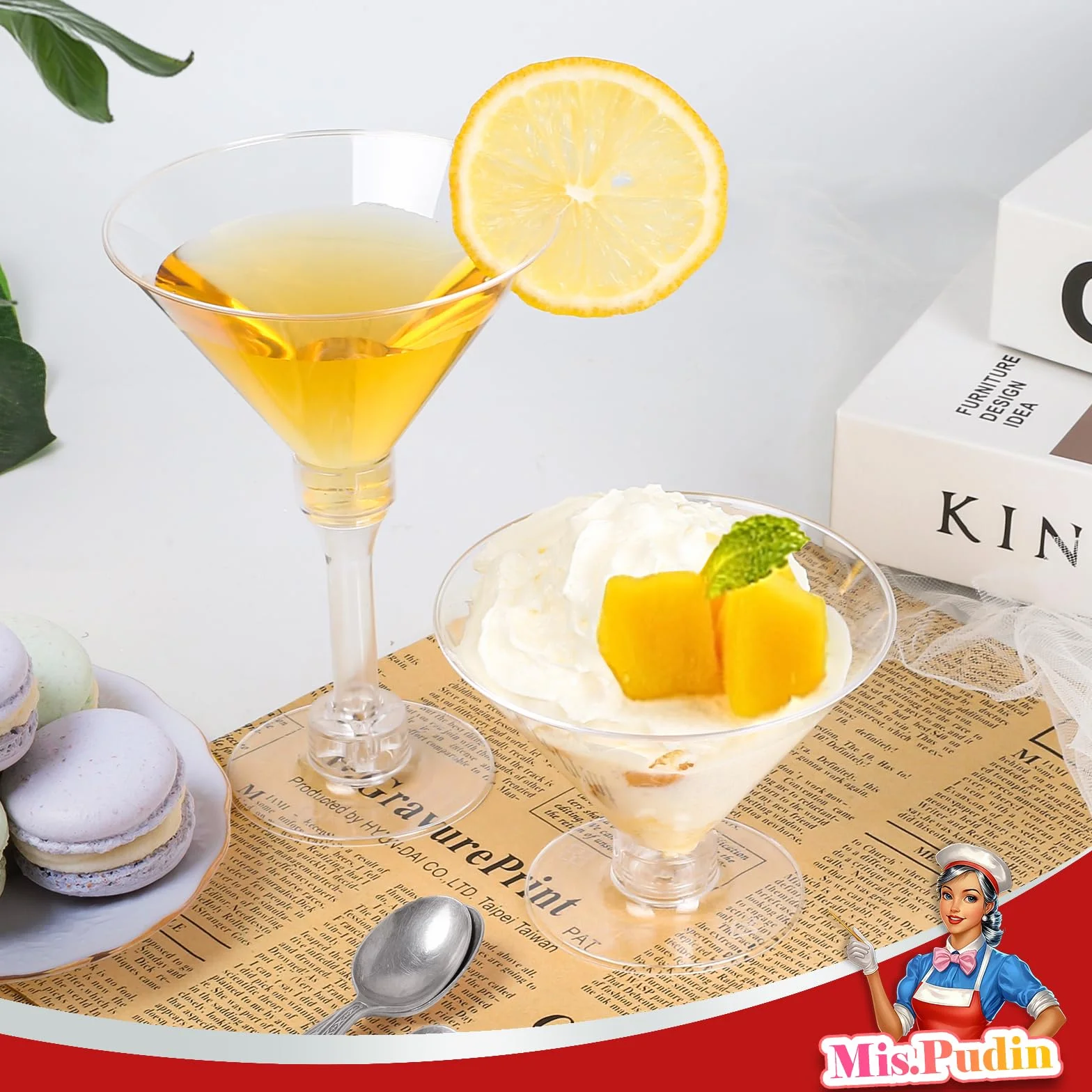 Martini plastikowe słoiki wielokrotnego użytku 150 ml zestaw 30 sztuk przezroczyste kieliszki z trzonkiem