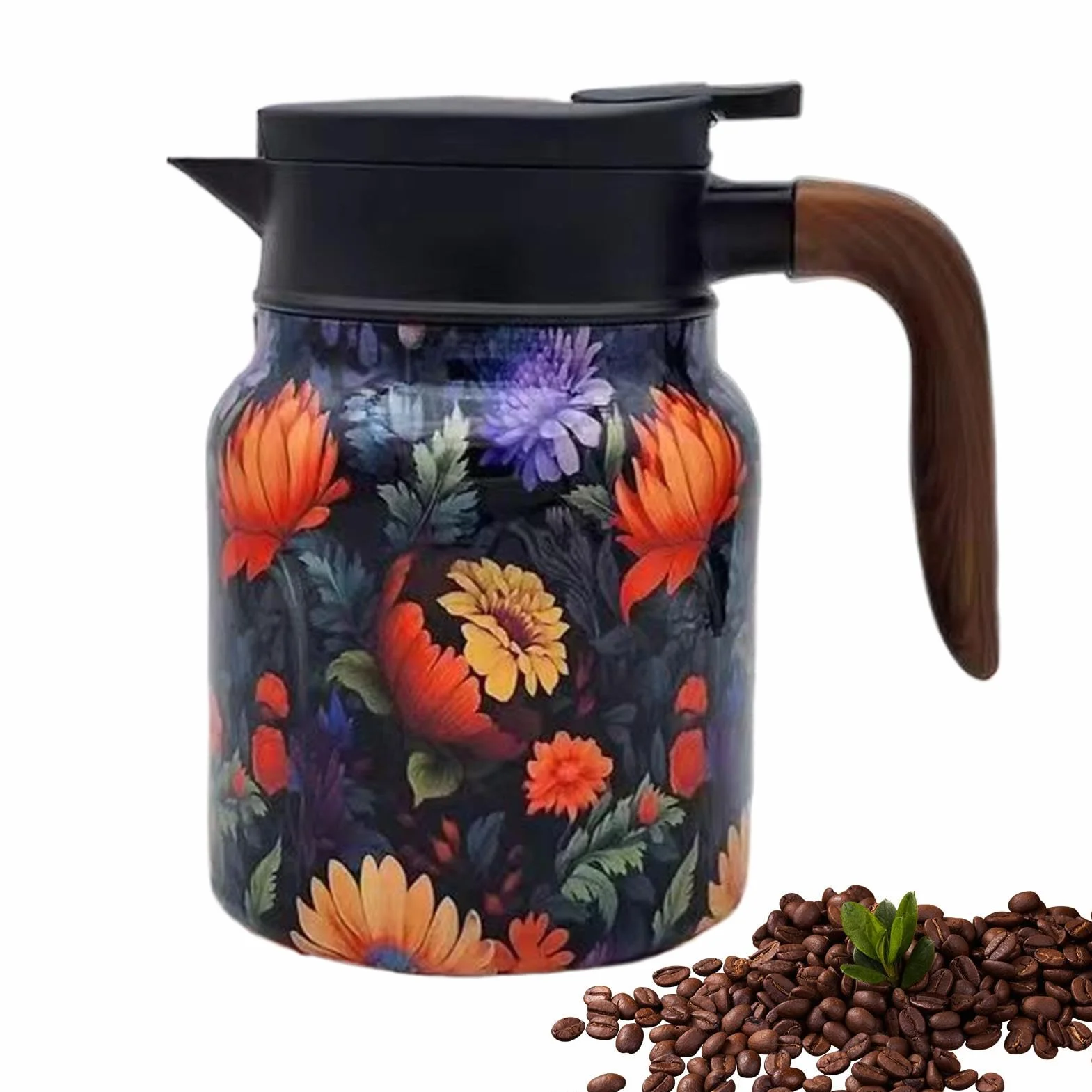 Termiczne dzbanki do herbaty, dozownik kwiatów w stylu retro, dozownik napojów do kawy, sitko do herbaty z eleganckim kwiatowym wzorem retro do utrzymywania kawy, herbaty i napojów gorących lub