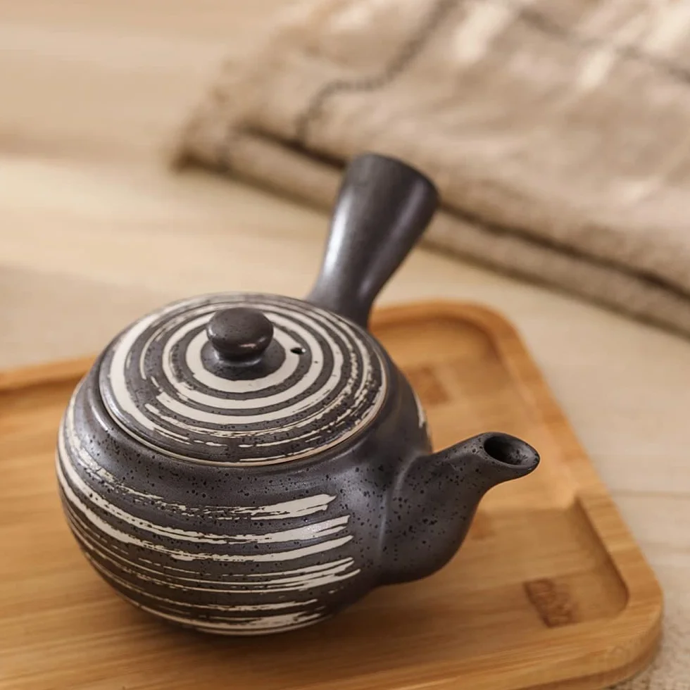 Podróżne zestawy do herbaty Theepot Kyusu-theemaker met zetgroep voor losse thee Keramische Japanse theepot met zijhandvat 11,8 oz Tea Pot