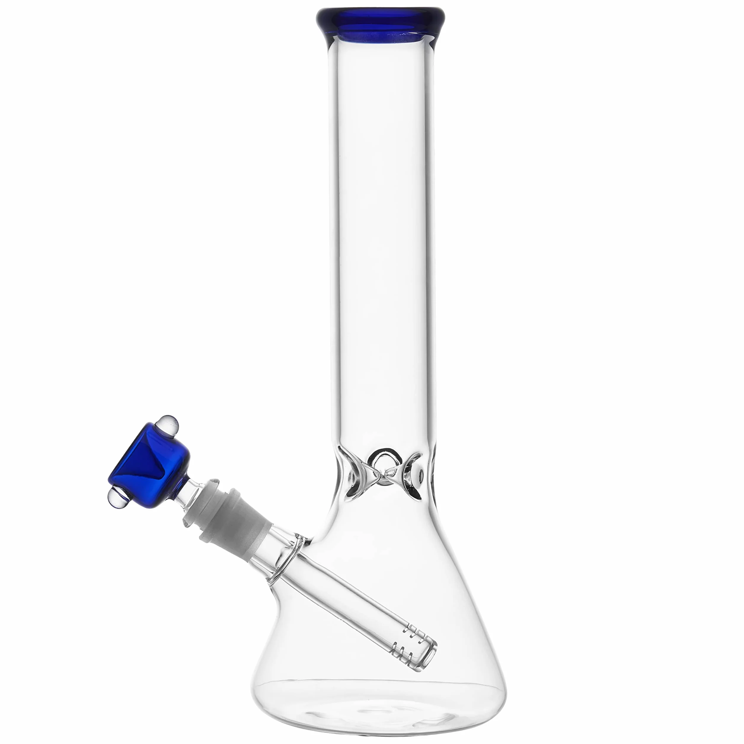 Szklana fajka wodna, 14,5 mm, 28 cm, szklane bongo, perkolator, filtr, bonga z adapterem do miski na dół (niebieski)