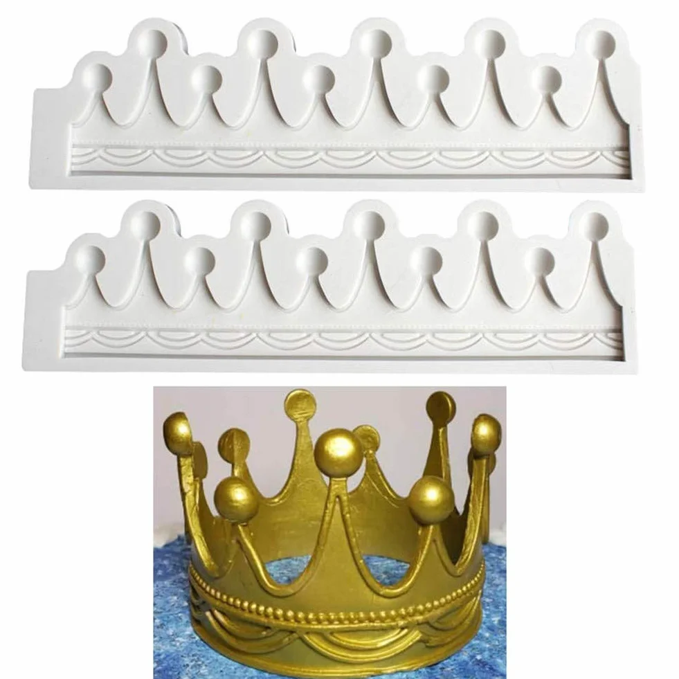2 sztuki 3D koło Crown fondant Mold Crown Silikon Sugar Mold Fondant Foremka do ciasta Topper Narzędzia Dekoracje Gumpasta Polymer Clay Mold