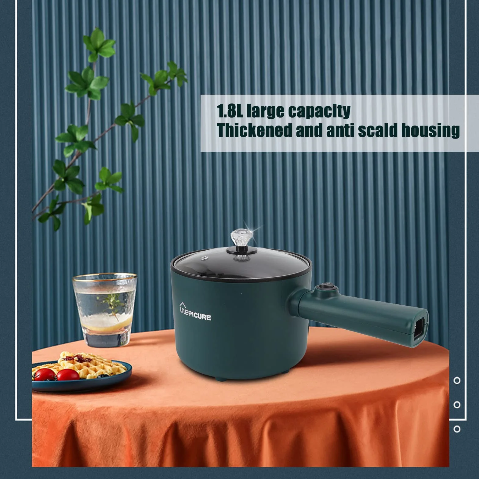 Elektryczny Garnek do Gotowania 1.8L Nonstick Food Grade 2 Tryb Temperatury 6 Funkcji DłUgi Uchwyt Kuchenka Elektryczna do Gotowania w Domu