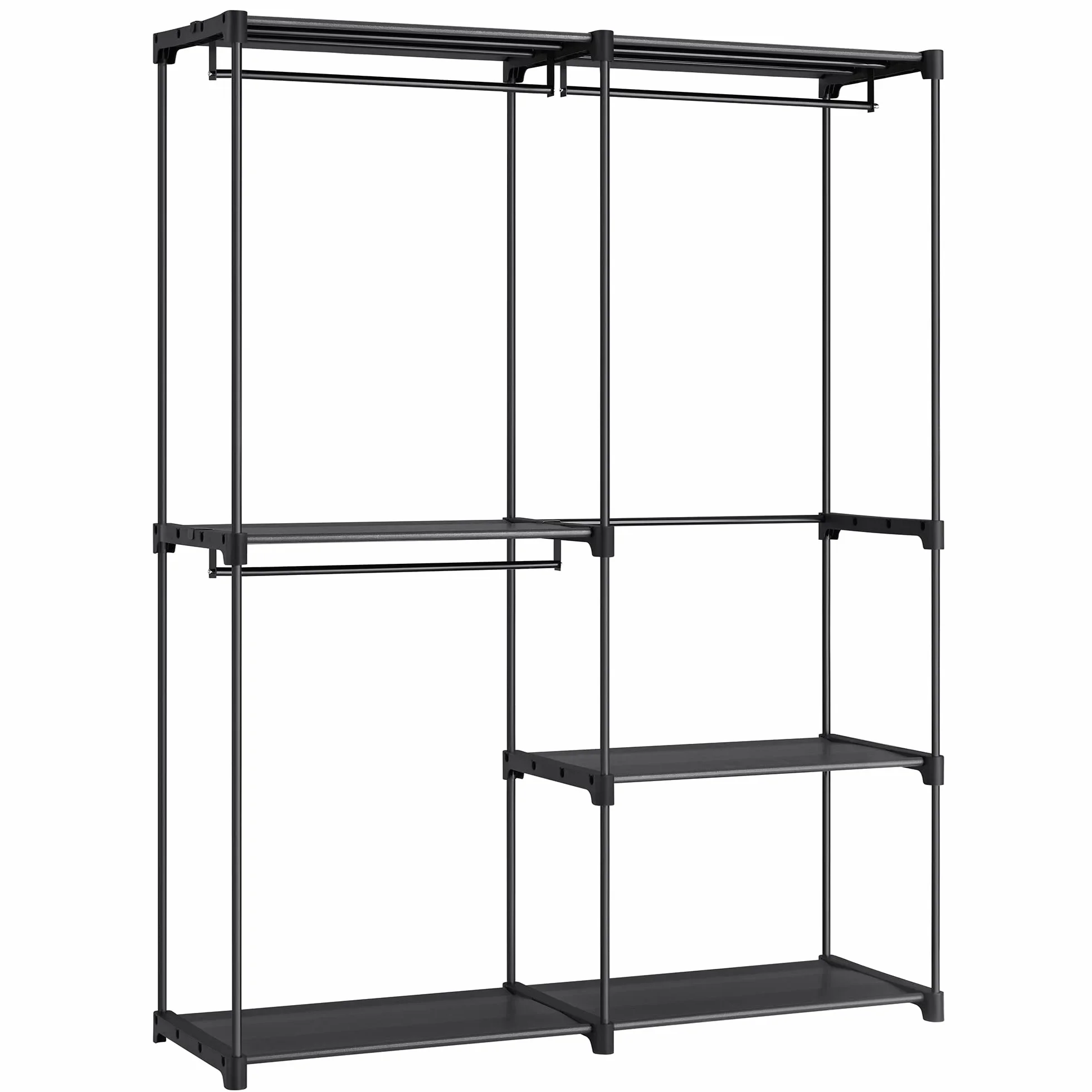 SONGMICS Szafka do przechowywania, składana szafa, garderoba, metalowa szafa, z drążkami do zawieszania, wieszak na ubrania, do garderoby, sypialnia, 138 x 43 x 182 cm, czarny tusz RYG25B02