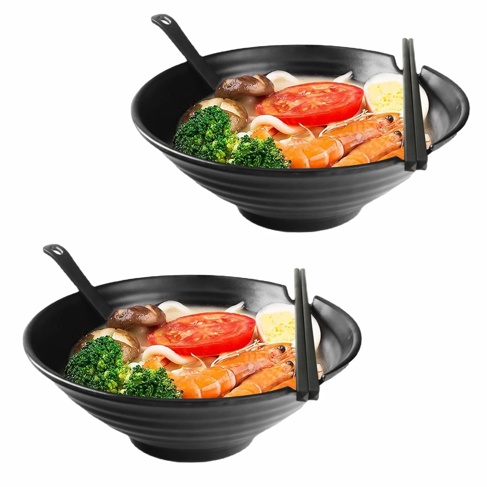 Zestaw 2 Japońskich Misek do Ramenu, 1000 ml, Klasy Premium, Antypoślizgowe Miseczki z Łyżeczką i Pałeczkami, Azjatyckie Naczynia do Makaronu i Udon