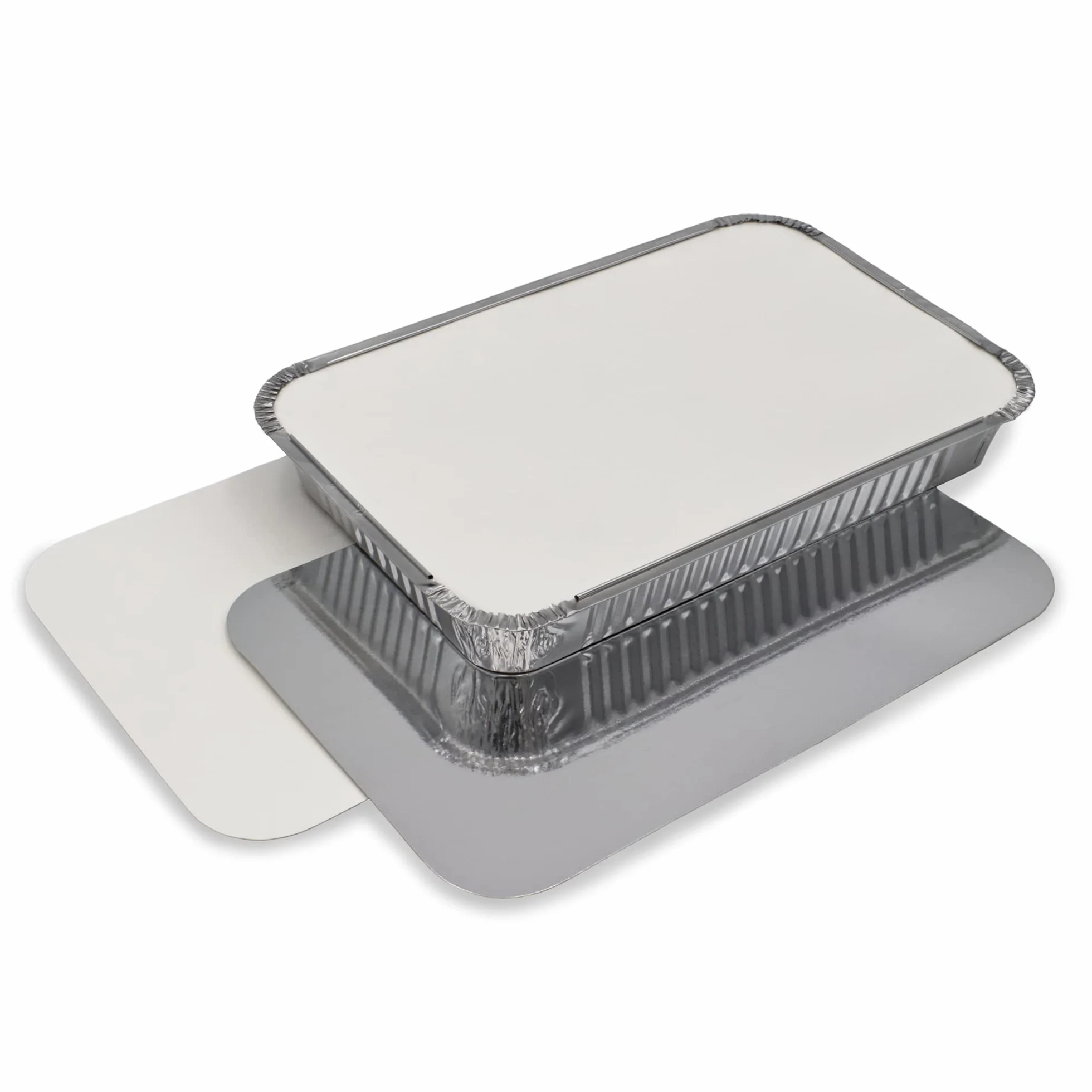 Zestaw 25 aluminiowych miseczek XL z pokrywkami, 25 misek aluminiowych, 32 x 22 cm, 2100 ml, duży format prostokątny, odporny na wysoką temperaturę, 25 szt