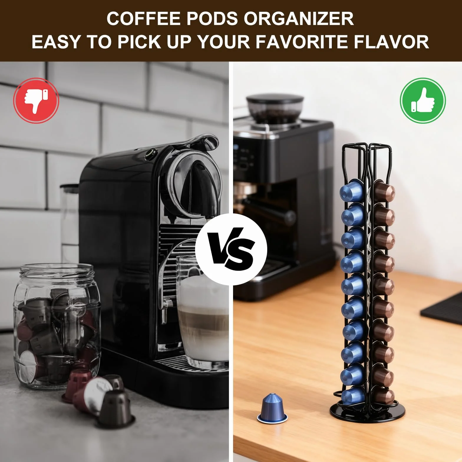 uchwyt na kapsułkę, uchwyt na kapsułki do kawy Nespresso, 40 kapsułek do kawy, obrotowy stojak do przechowywania kapsułek o 360°