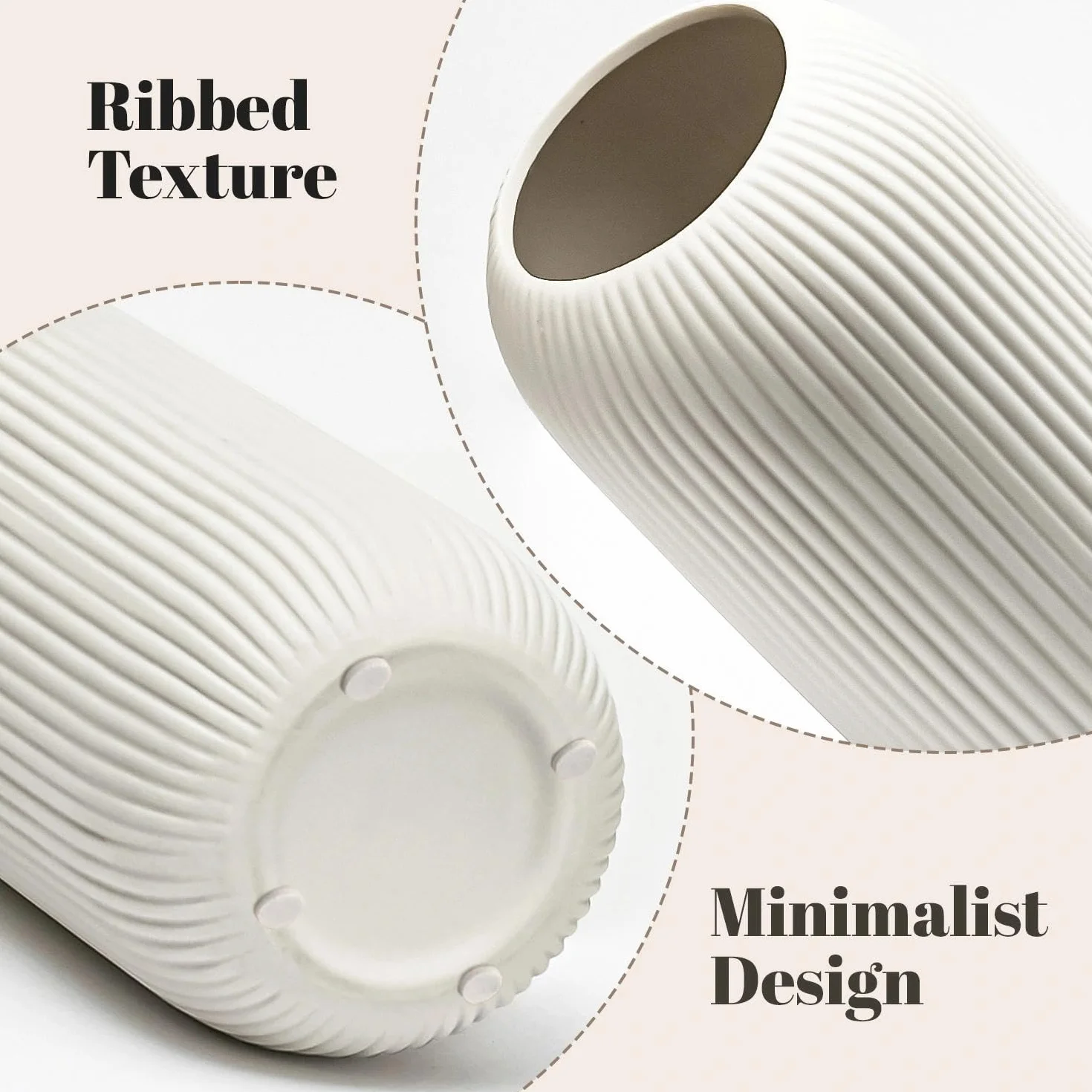Białe ceramiczne wazony na trawę pampasową, wazon na kwiaty w minimalistycznym stylu, do przedpokoju, regału na książki, kominka, półki dekoracyjnej, biały, 20 cm