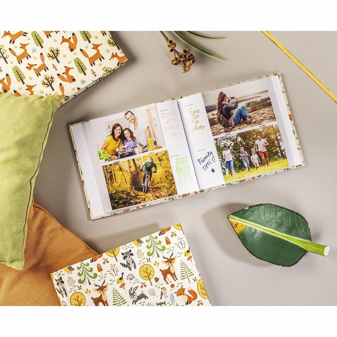 Hama Album fotograficzny z motywem lasu (na wsuwki, liski, 100 stron, 200 zdjęć w wymiarze 10x15 cm, rozmiar albumu 22,5 x 22 cm, miejsce na CD) kolorowy