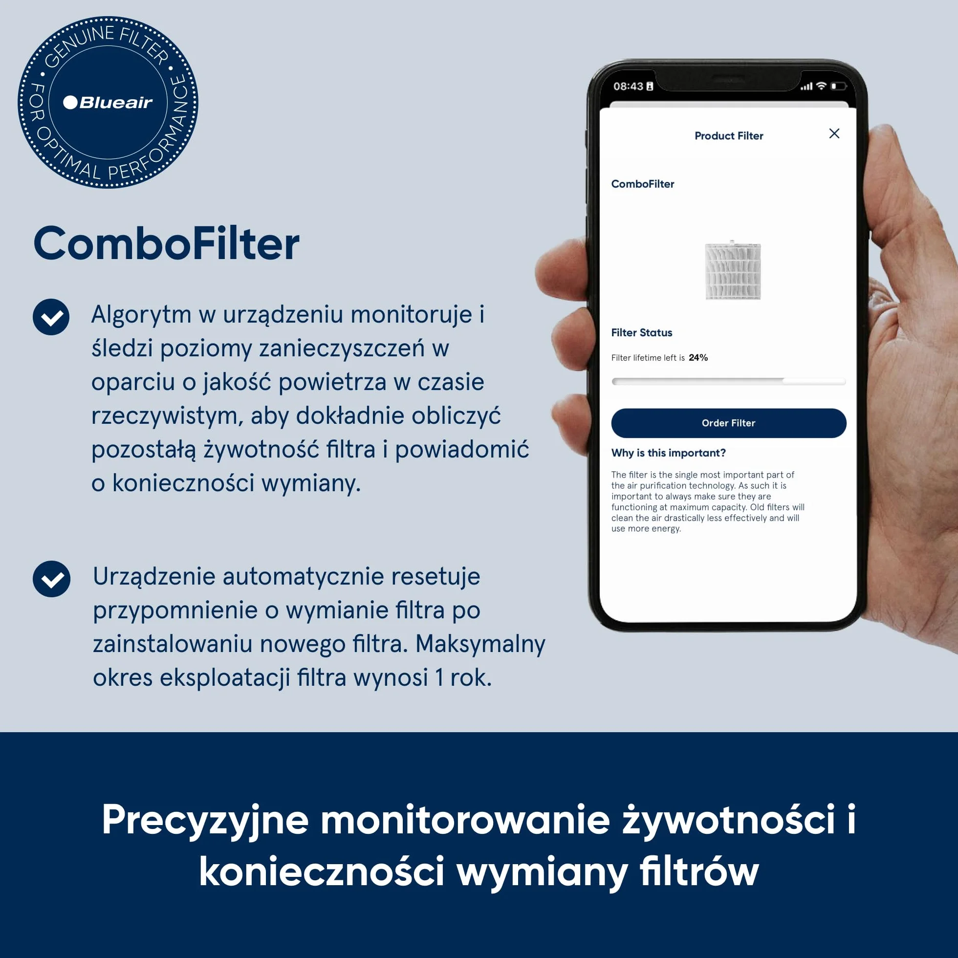 BLUEAIR DustMagnet 5210i Oczyszczacz Powietrza do Domu, Cichy i Skuteczny do Pomieszczeń 48m², Usuwa Bakterie, Alergeny, Sierść Zwierząt i Dym, Biały