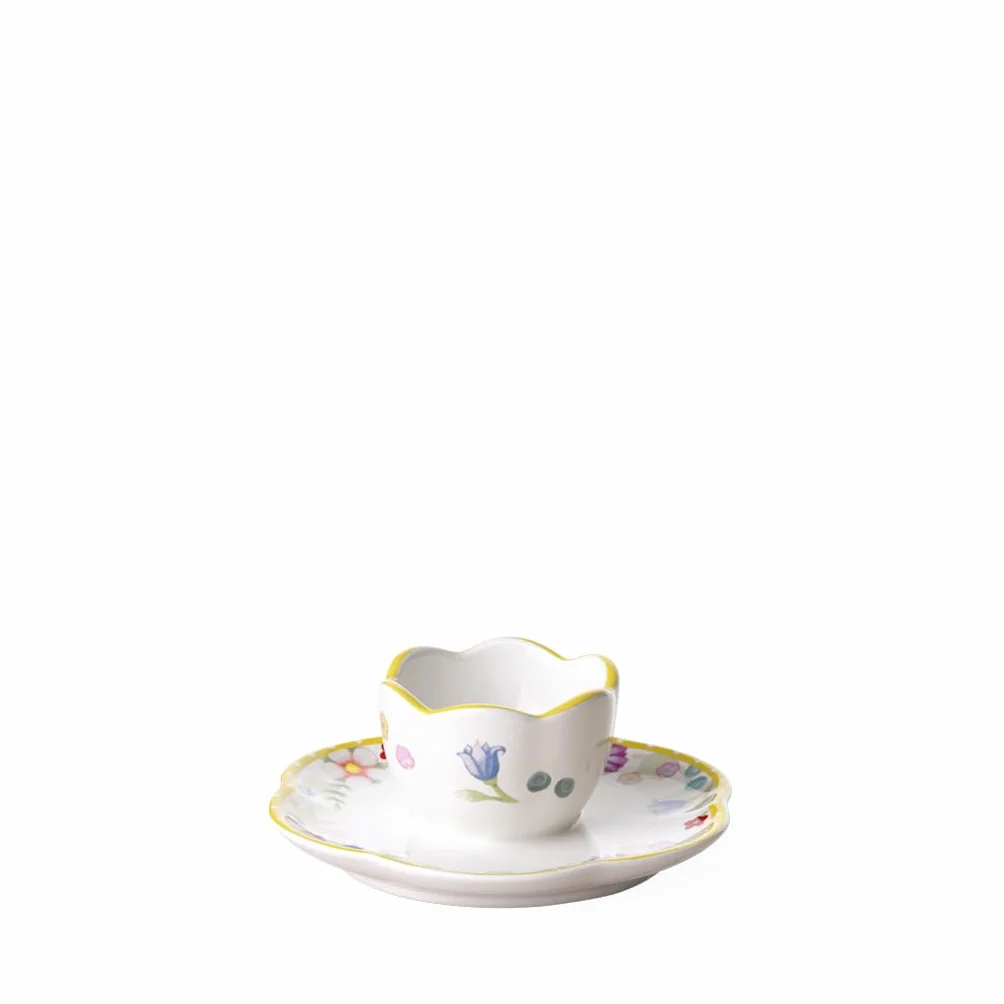 Villeroy & Boch Spring Awakening kieliszek do jajka ze spodkiem porcelana premium biały/kolorowy