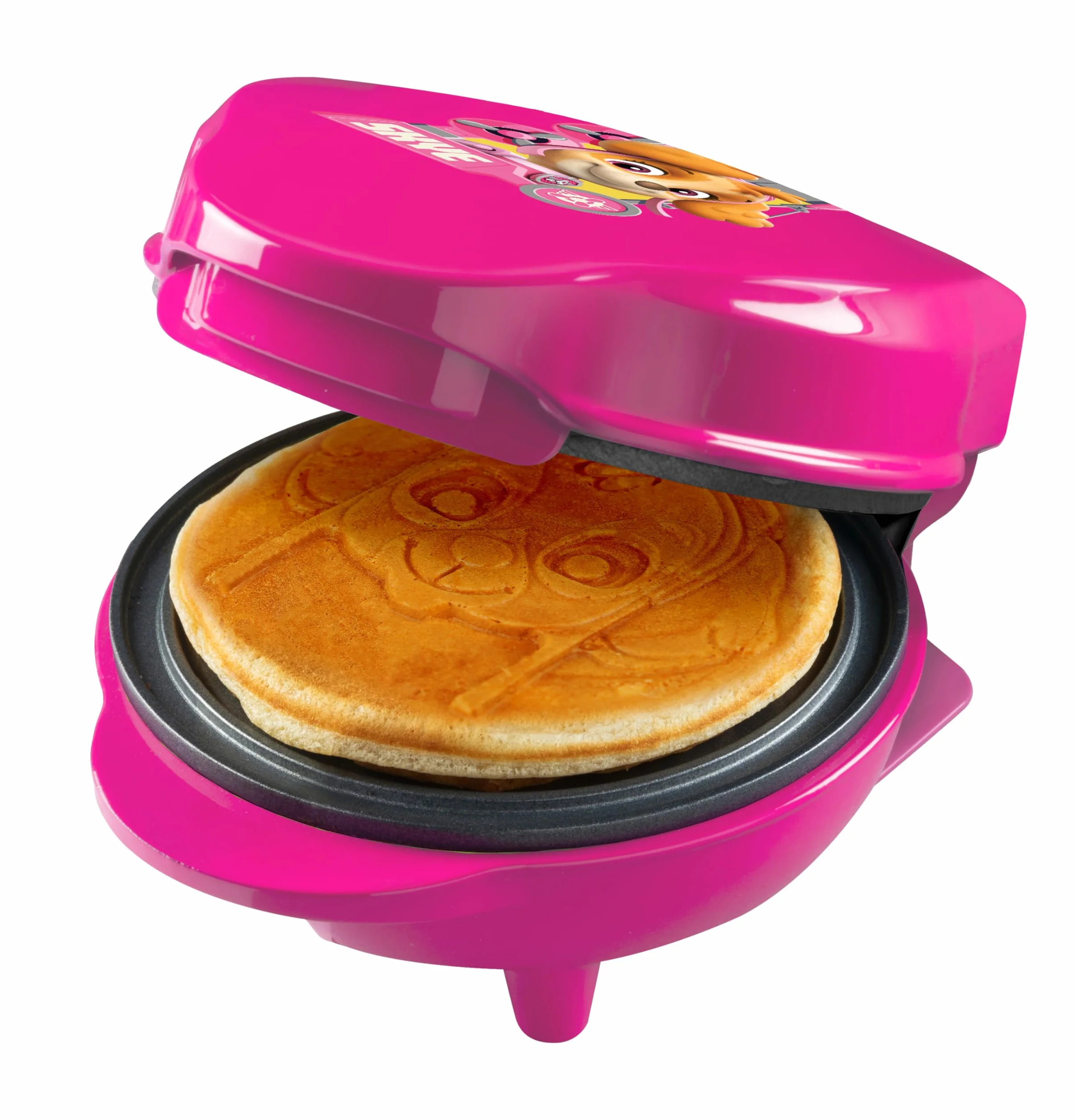 Psi Patrol Mini gofrownica ze specjalną płytką "Skye", rozmiar wafli: Ø 10 cm, idealny rozmiar dla dzieci, na urodziny lub jako prezent, oficjalny produkt licencjonowany, kolor: różowy
