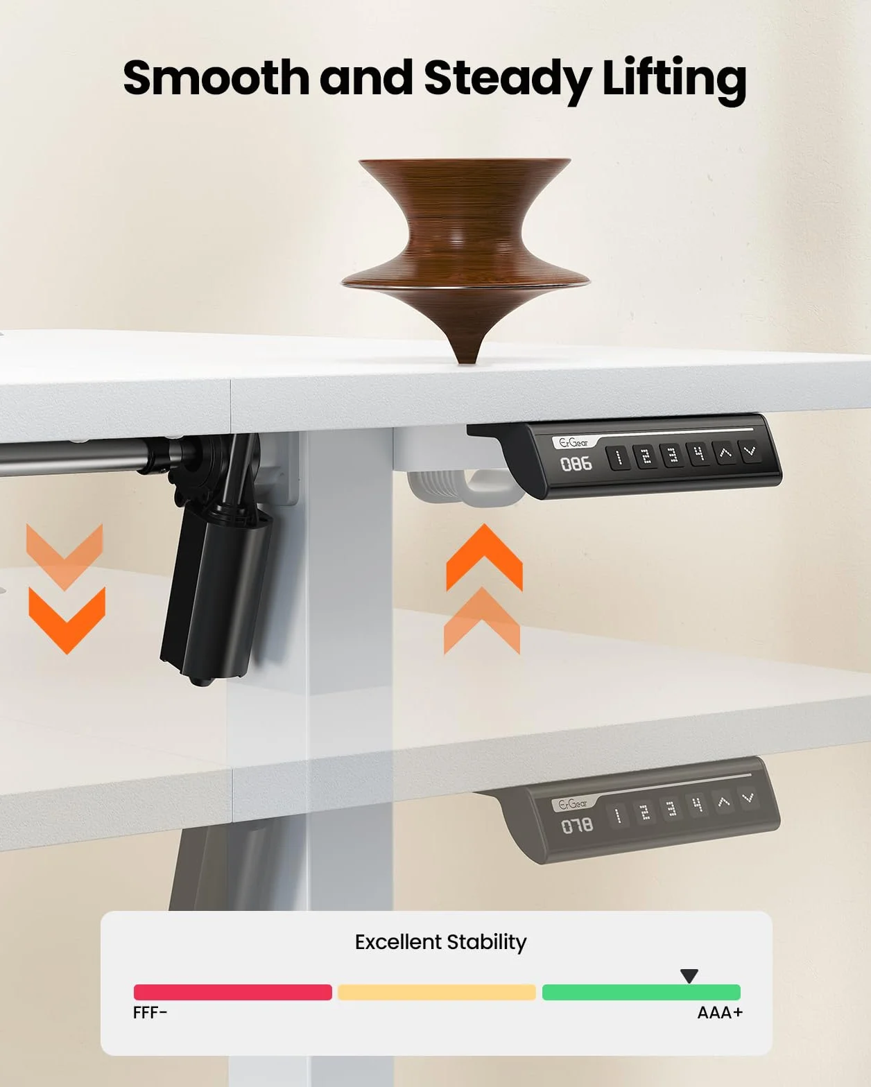 ErGear Elektryczne Biurko Stojące z Regulacją Wysokości 120 x 60 cm, Biurko Sit-Stand z 4-Przyciskowym Panelem Pamięci, Biurko do Domowego Biura z Panełem Łączeniowym