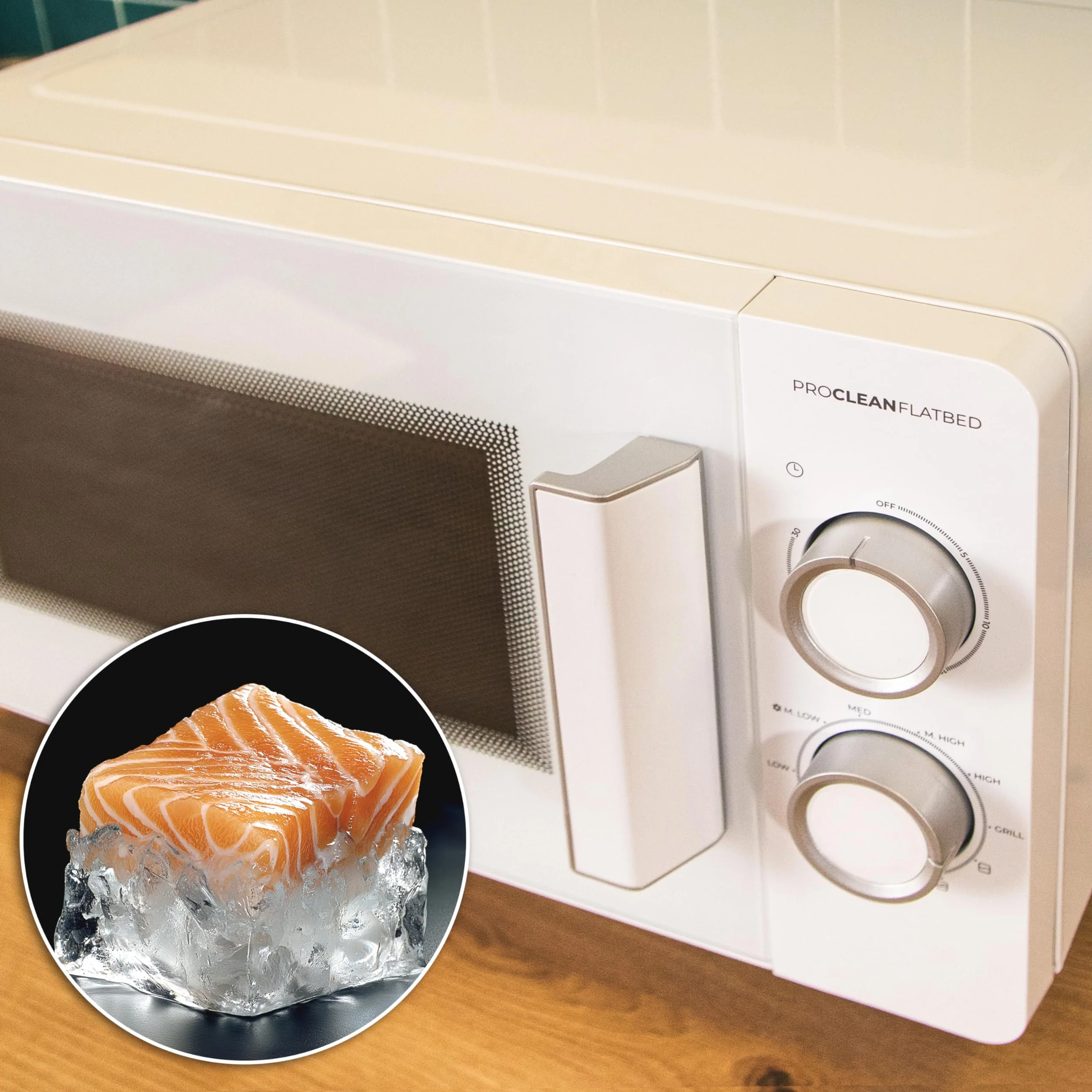 Cecotec Proclean 3120 Flatbed kuchenka mikrofalowa 20 l, moc 700 W i grill 800 W, kompaktowa konstrukcja, ceramiczne wnętrze, tryb rozmrażania, timer 30 min, technologia 30 Min, technologia 3ave Dwave