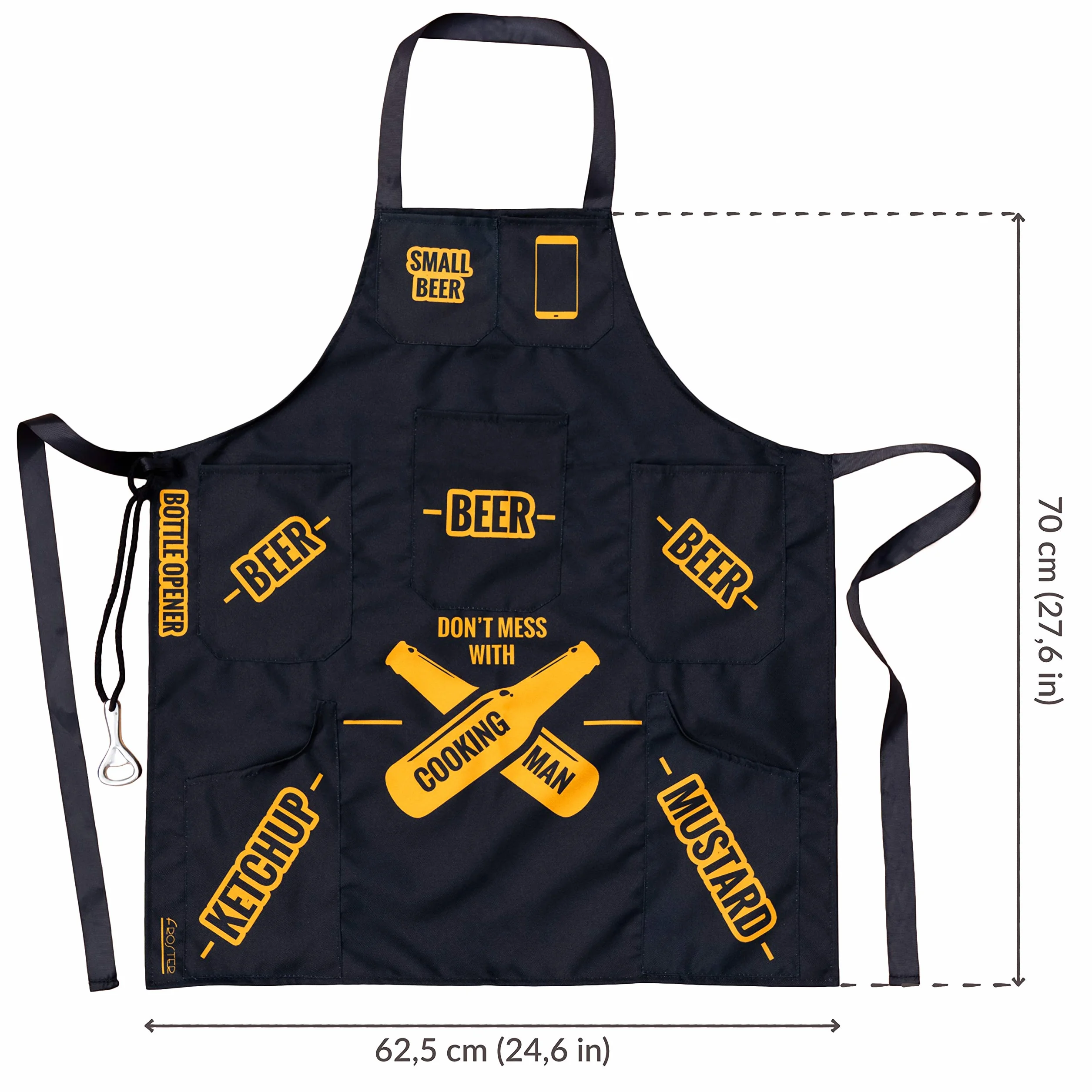 Froster Fartuch Męski BBQ 7 Kieszeni Otwieracz do Piwa